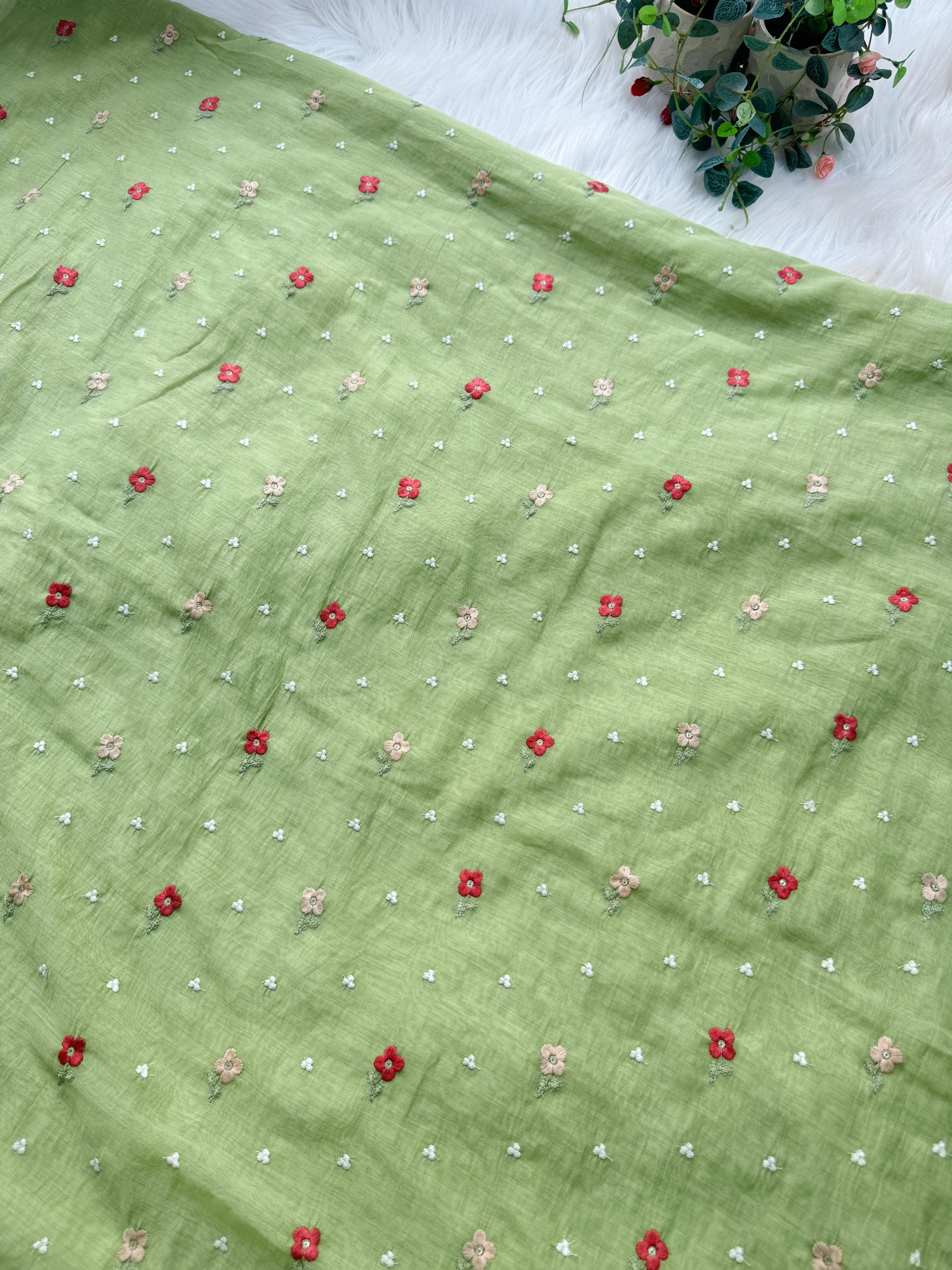 Signature Unstitched Suit 💛 Premium Mul Chanderi Embroidered Unstitched Suit – Redefining Ethnic Elegance - Image 5