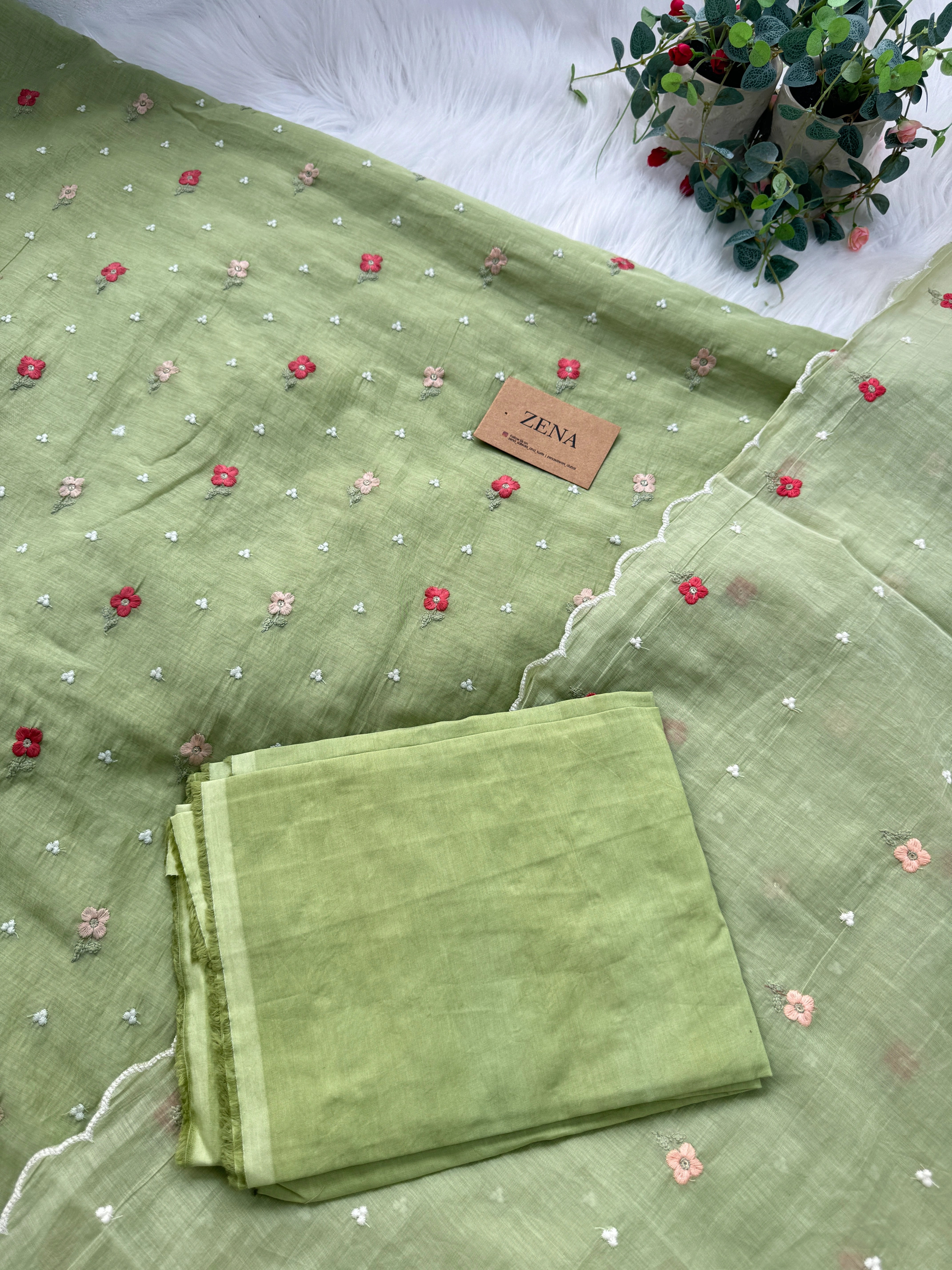 Signature Unstitched Suit 💛 Premium Mul Chanderi Embroidered Unstitched Suit – Redefining Ethnic Elegance - Image 6