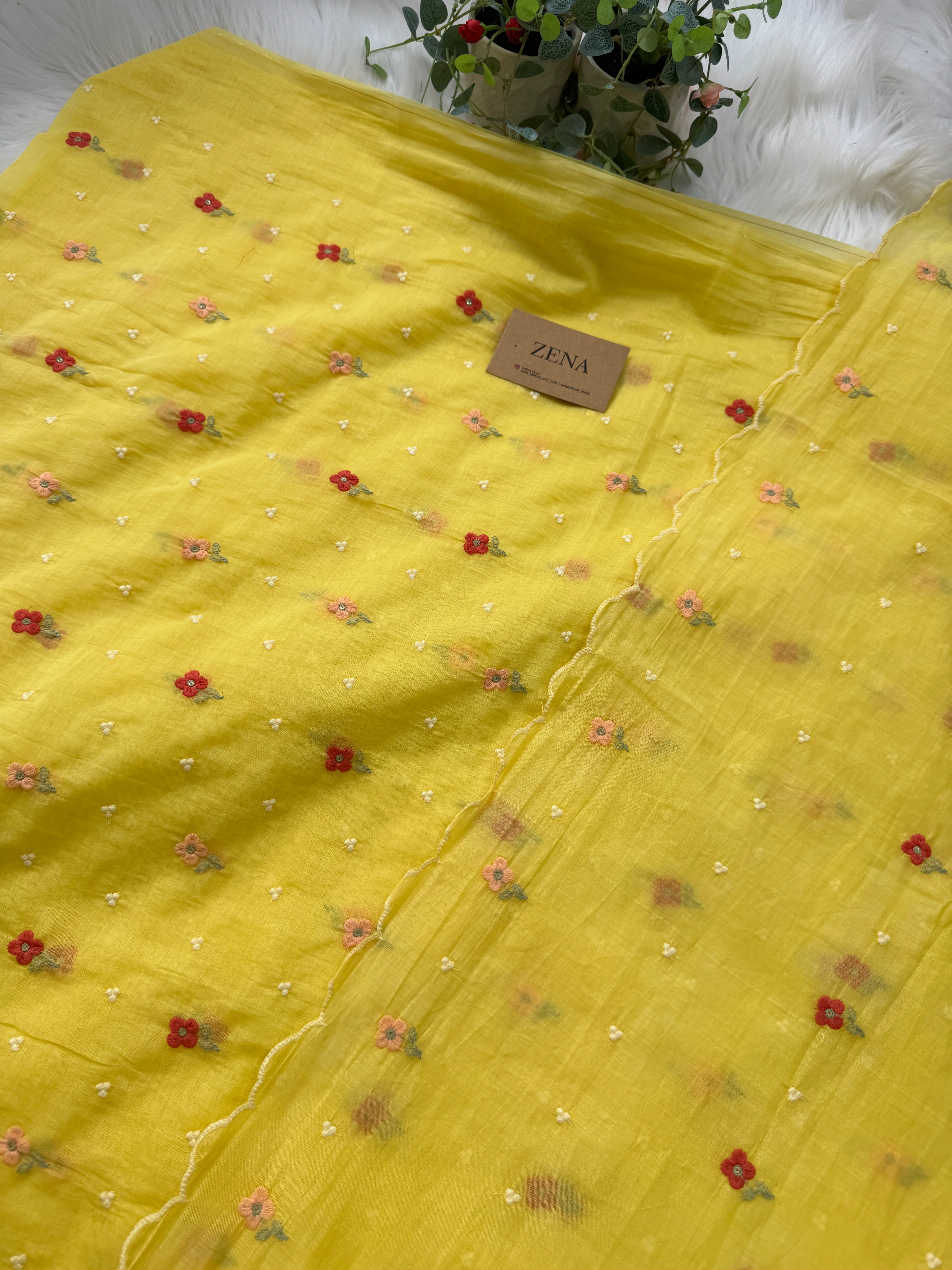 Signature Unstitched Suit 💛 Premium Mul Chanderi Embroidered Unstitched Suit – Redefining Ethnic Elegance - Image 5