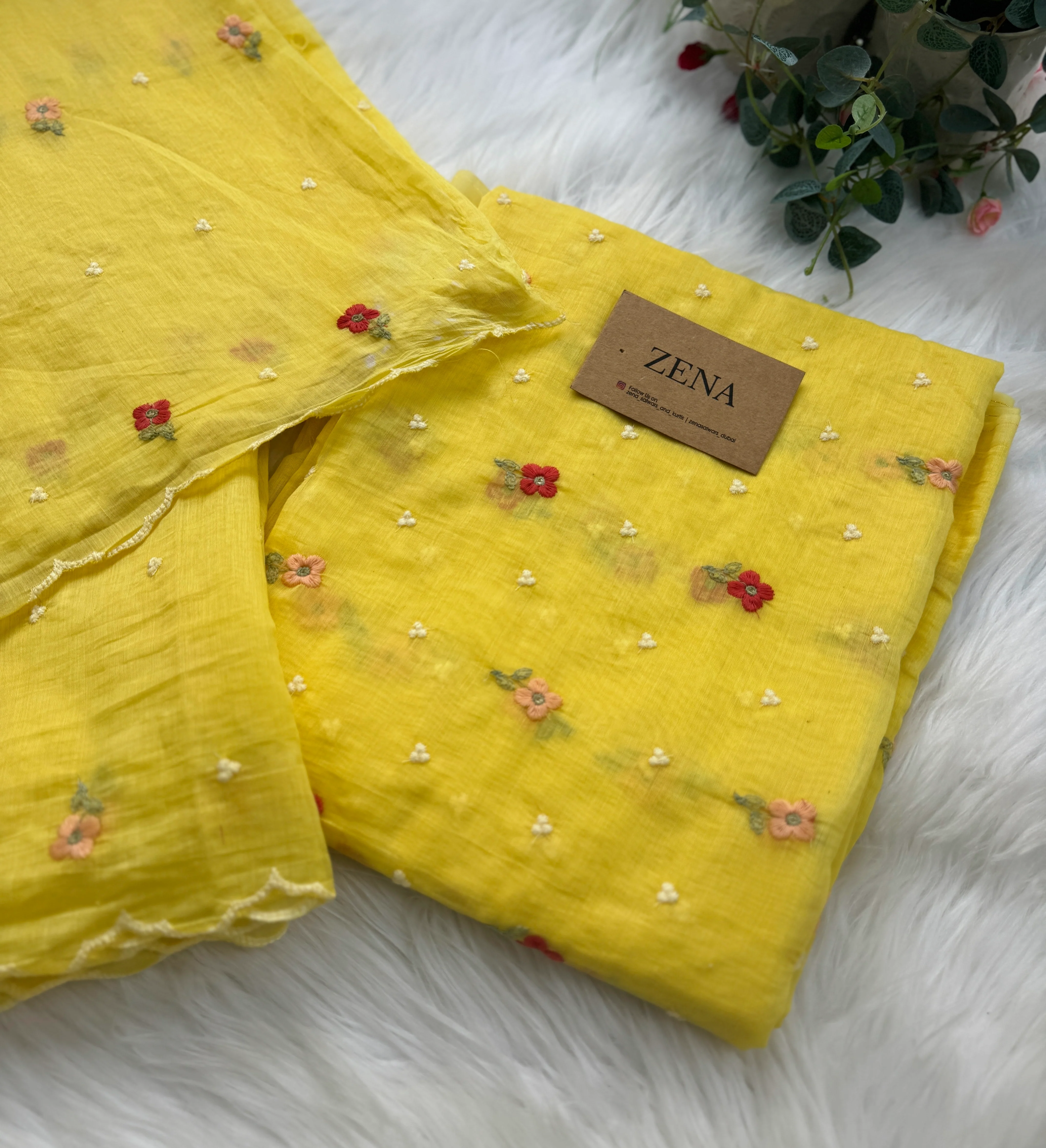 Signature Unstitched Suit 💛 Premium Mul Chanderi Embroidered Unstitched Suit – Redefining Ethnic Elegance - Image 6