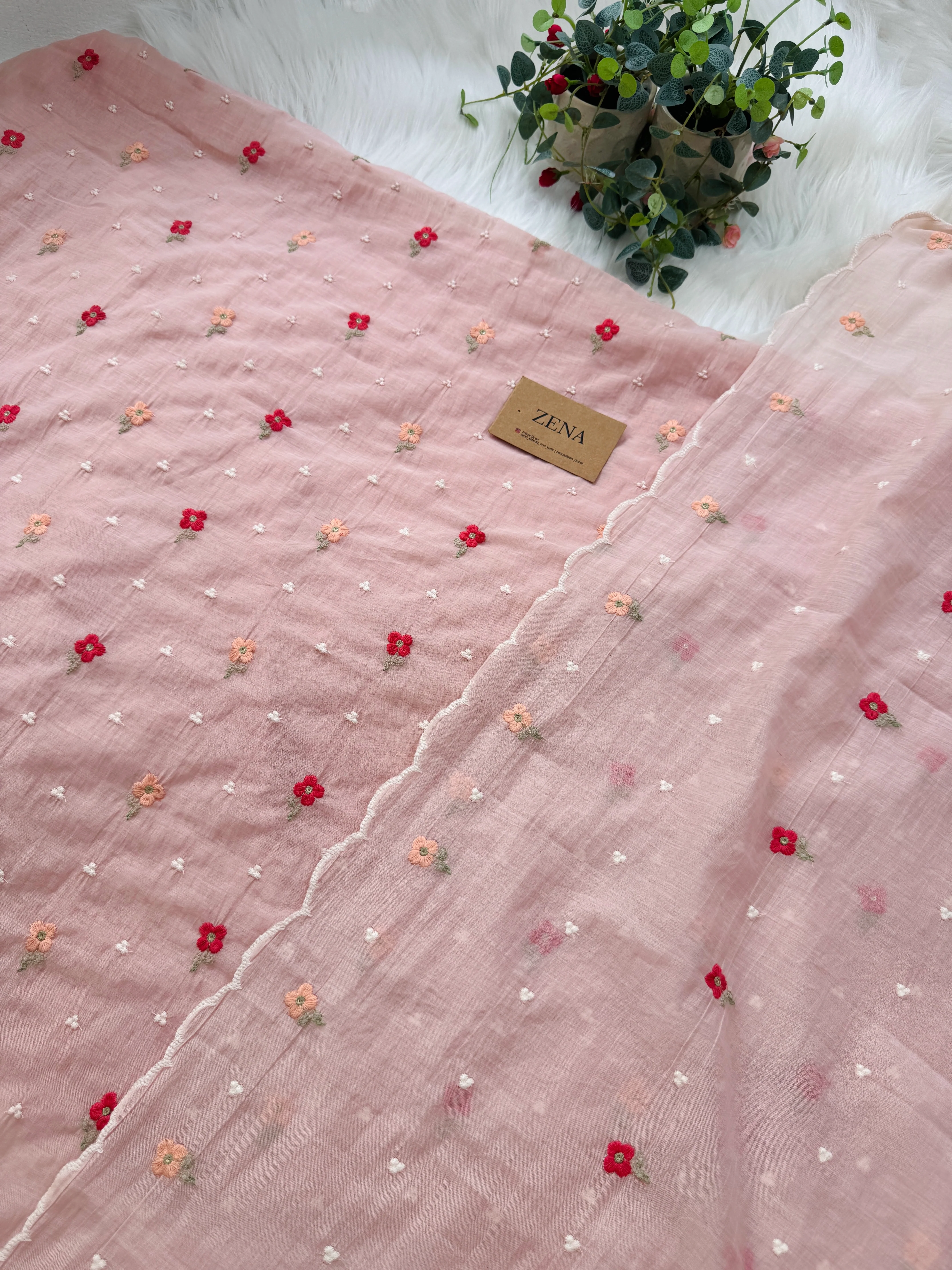 Signature Unstitched Suit 💛 Premium Mul Chanderi Embroidered Unstitched Suit – Redefining Ethnic Elegance - Image 3