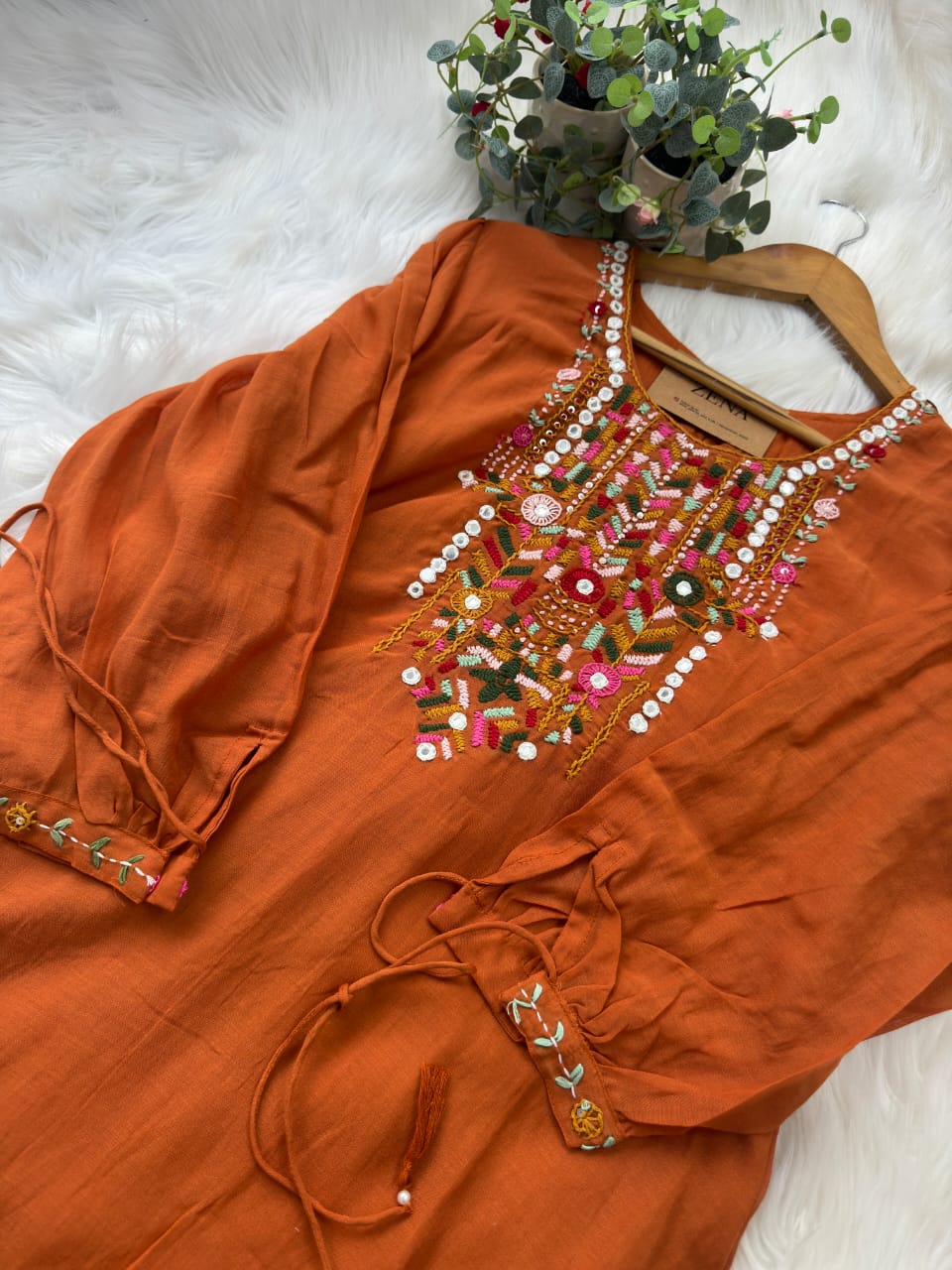 Premium Mul Chanderi Hand Work Suit - Image 3
