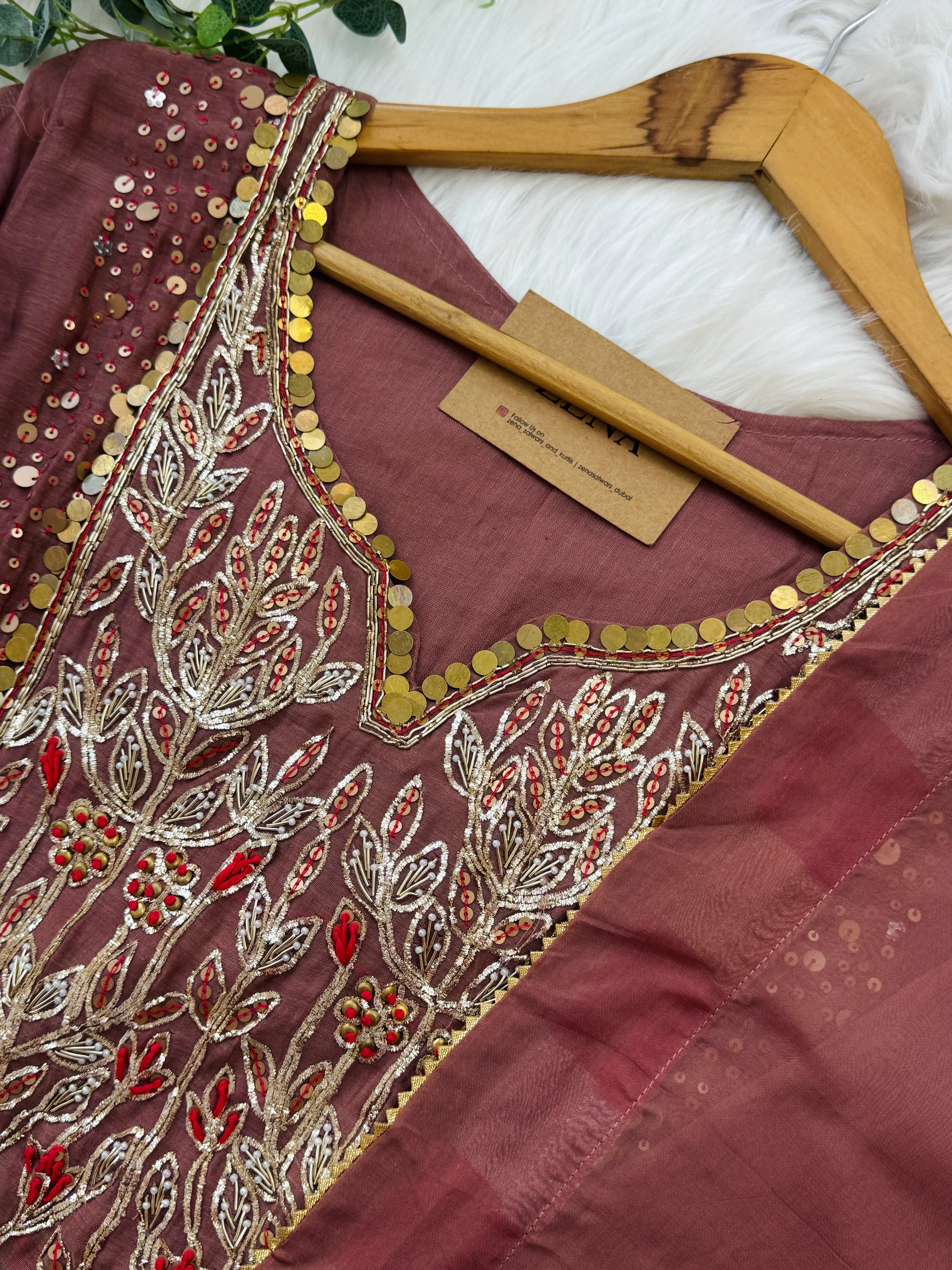 Premium Mul Chanderi Handwork Kurti Set β Top, Bottom & Dupatta - Image 4