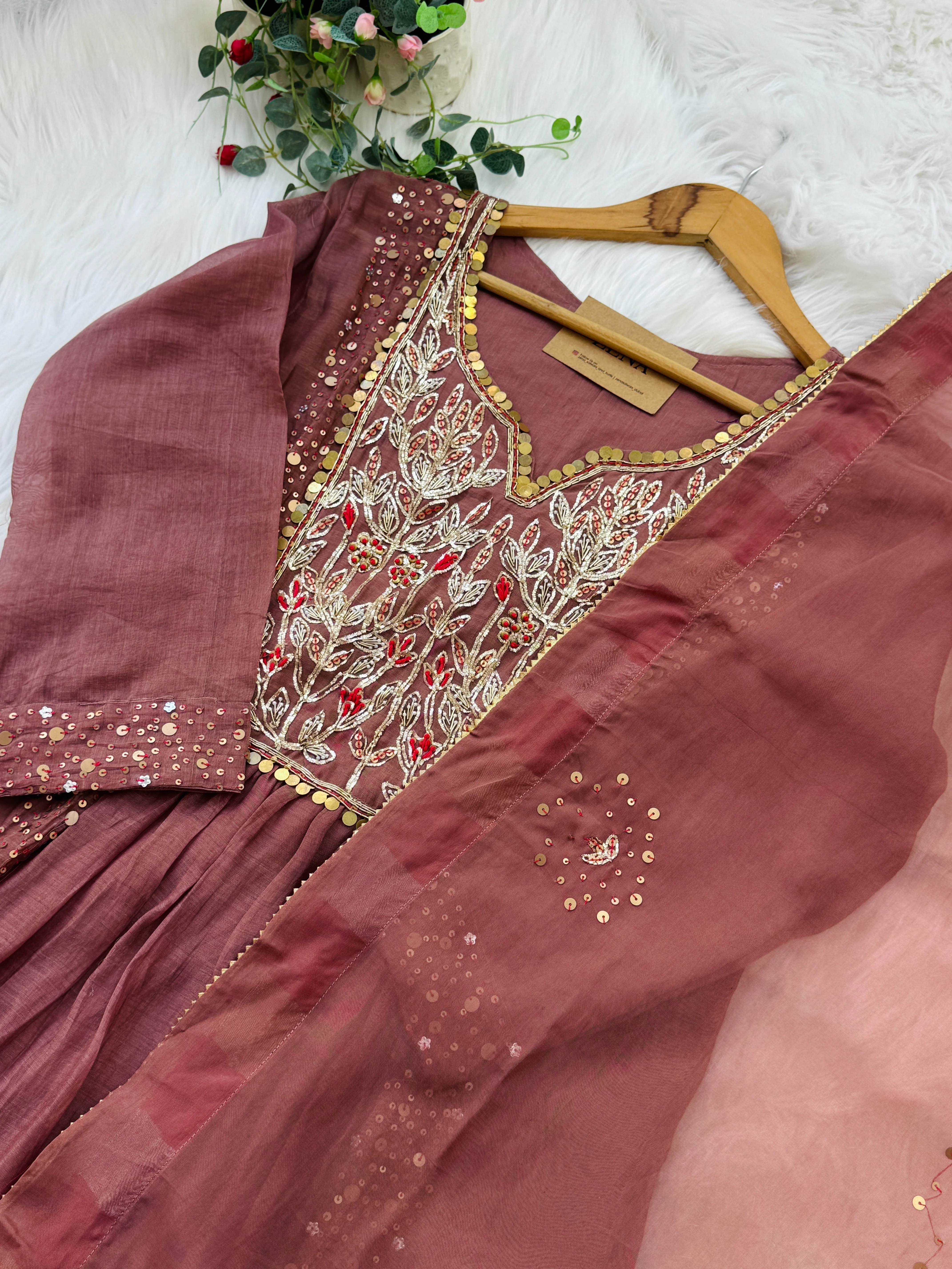 Premium Mul Chanderi Handwork Kurti Set β Top, Bottom & Dupatta - Image 6