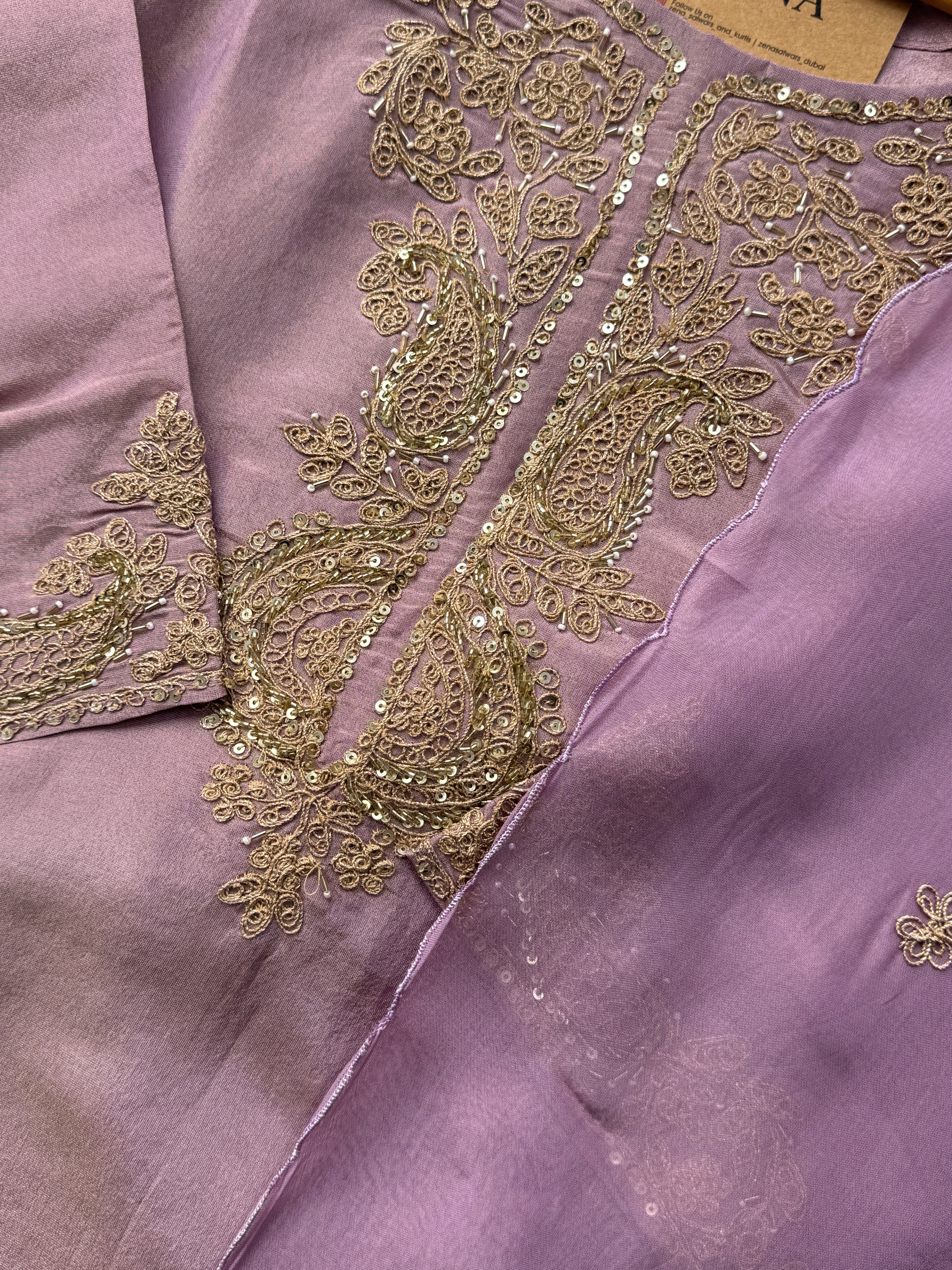 Premium Tissue Silk Handwork Kurti Set - Image 4