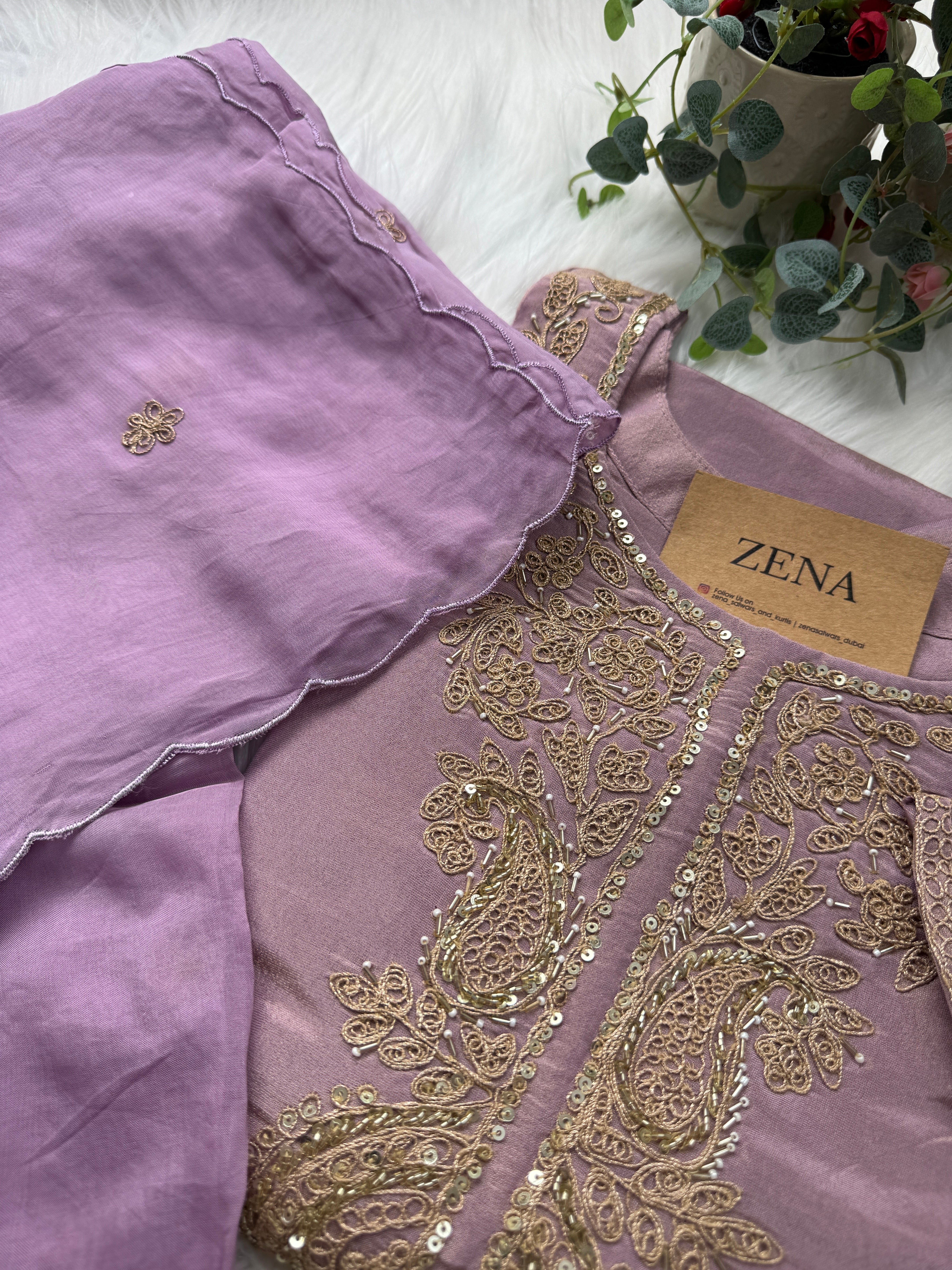 Premium Tissue Silk Handwork Kurti Set - Image 7