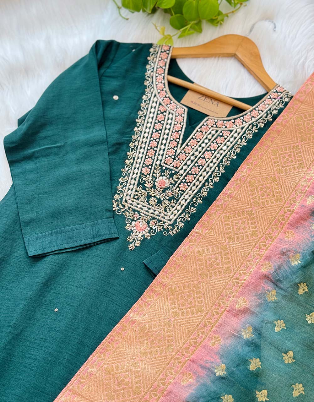 Ready-to-Wear Dola Silk Kurti Set โจ