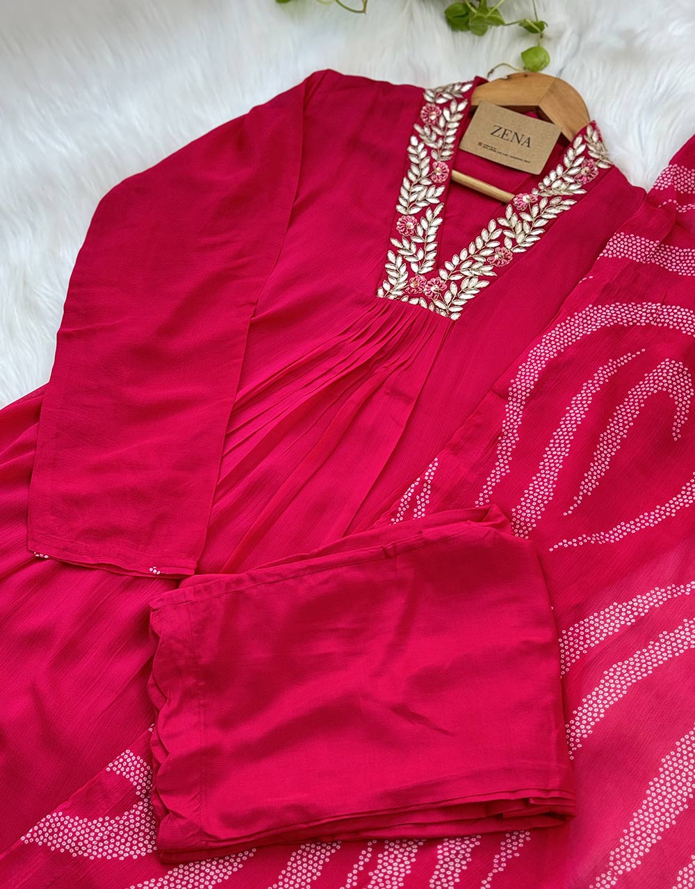 Ready to Wear Pure Chinnon Hand Work Anarkali Kurti Set – Royal Grace & Elegance ✨ - Image 3