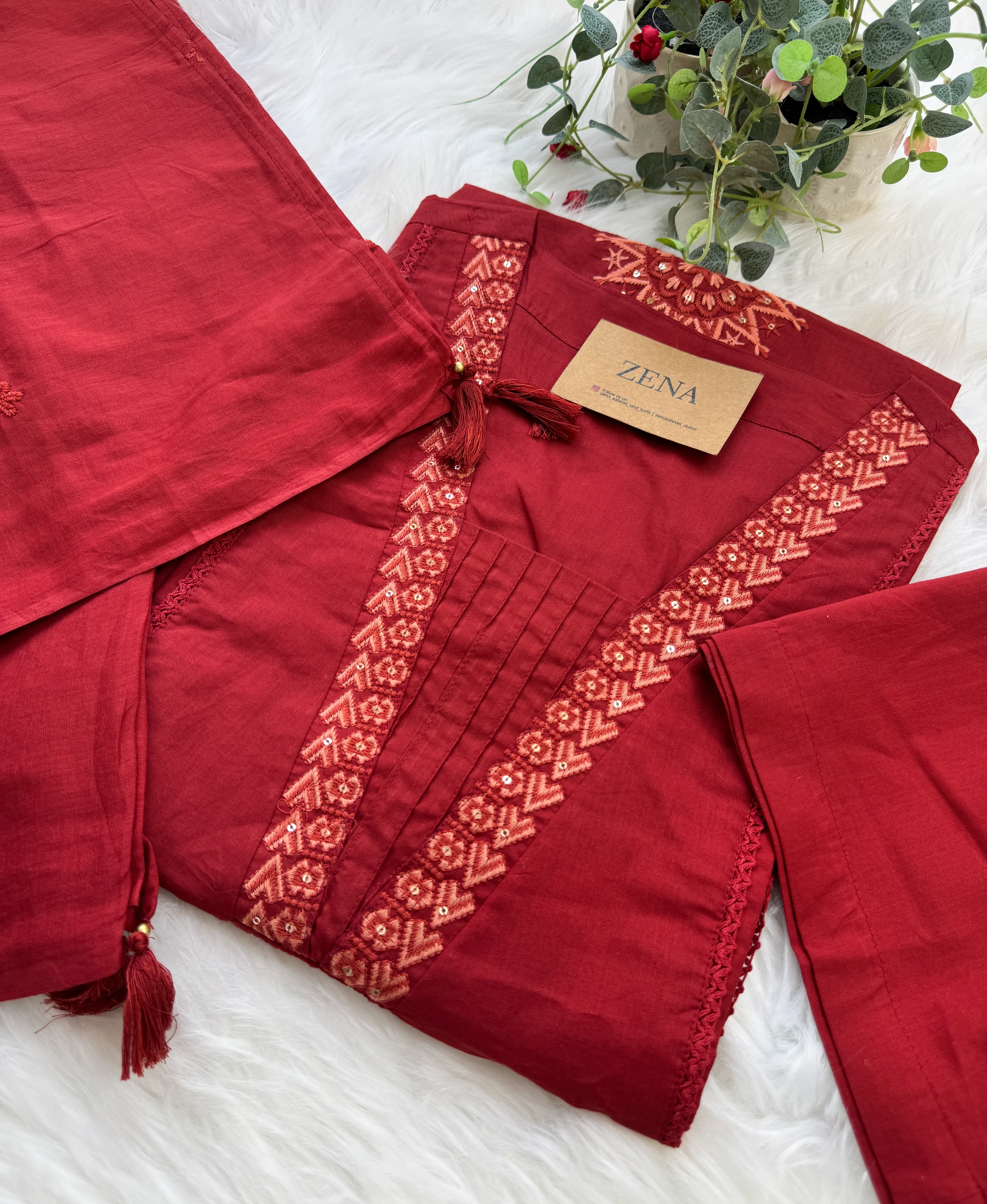 Pure Cotton Embroidered Anarkali Set