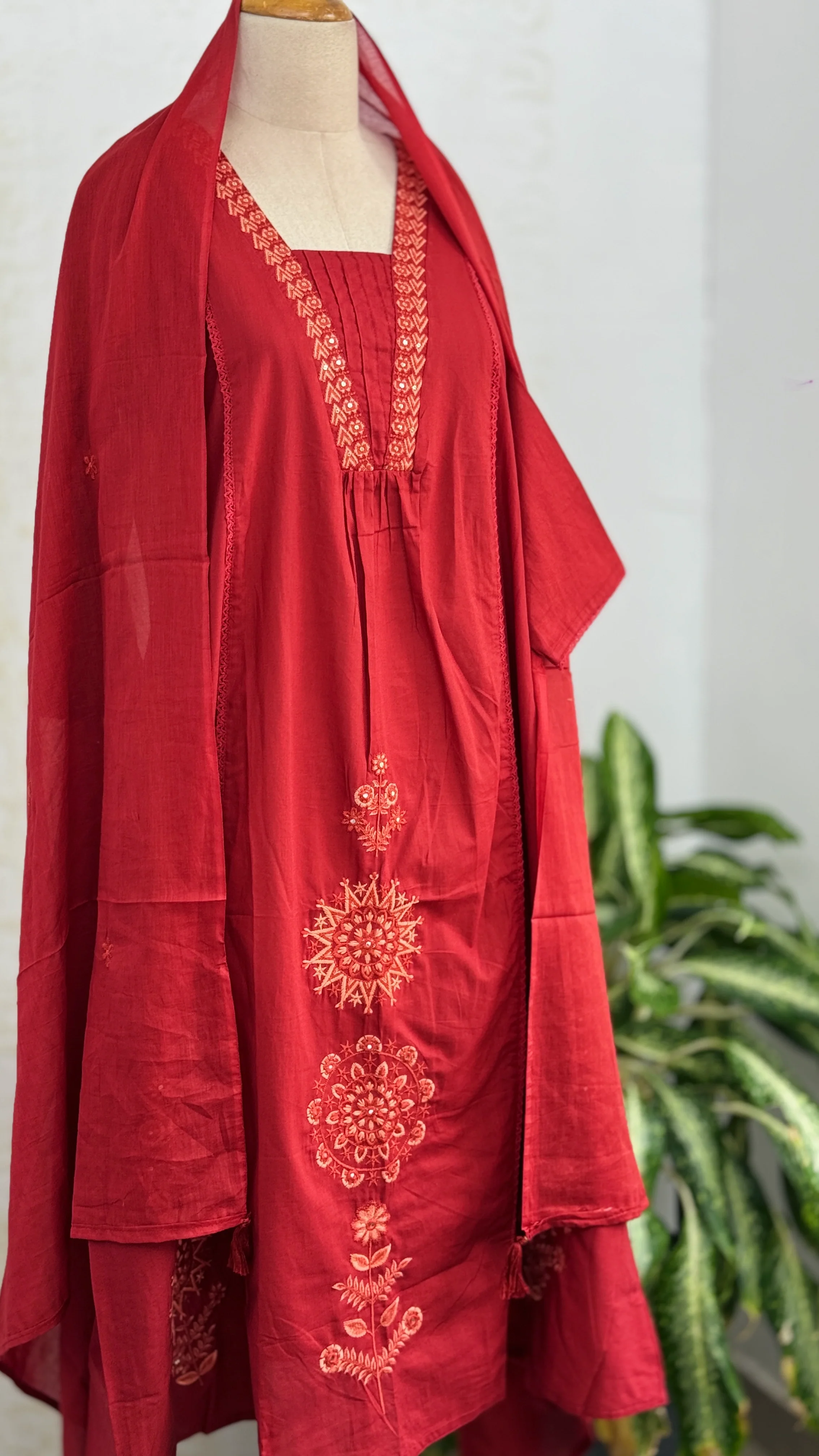 Pure Cotton Embroidered Anarkali Set - Image 2