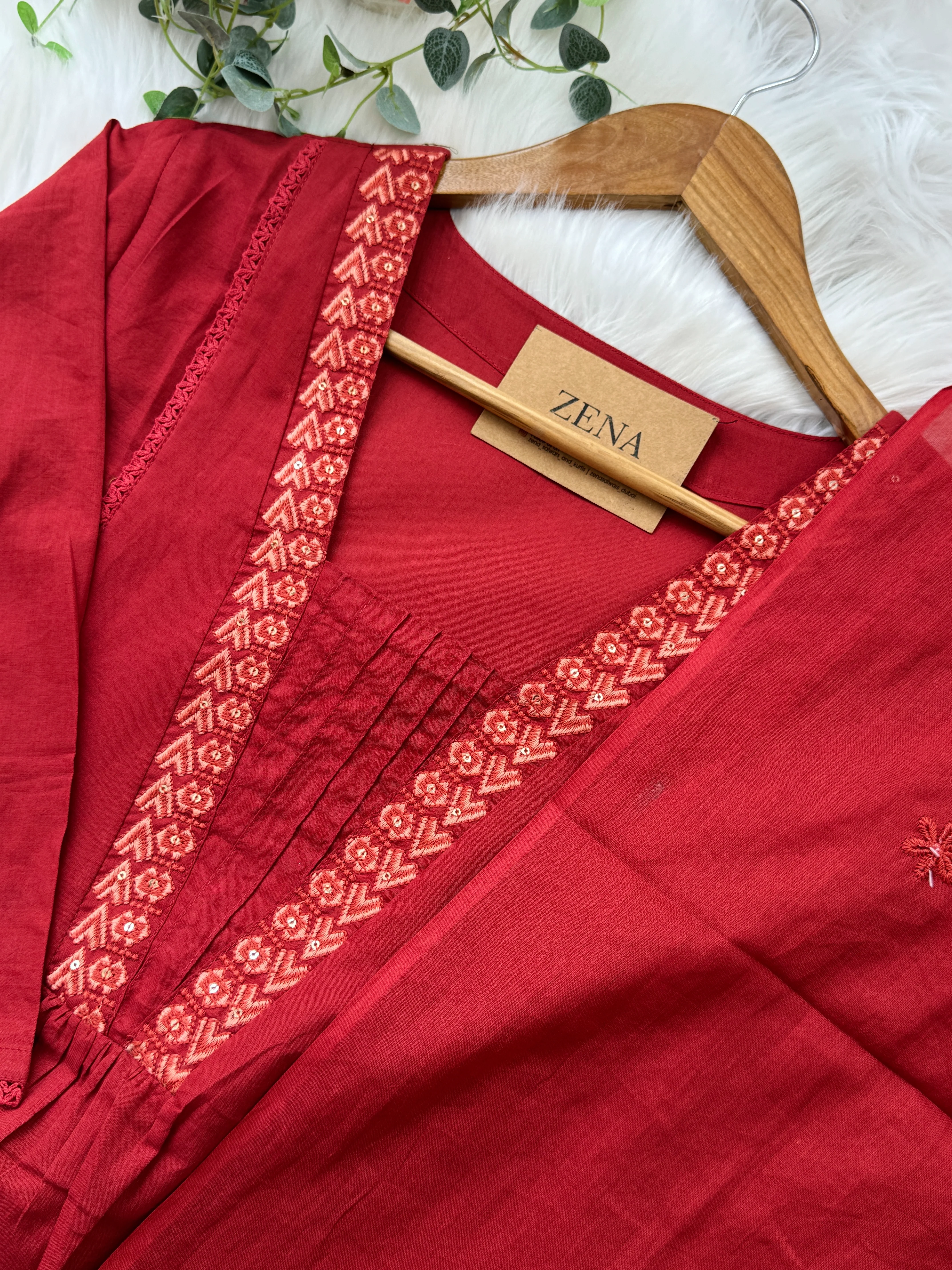 Pure Cotton Embroidered Anarkali Set - Image 3