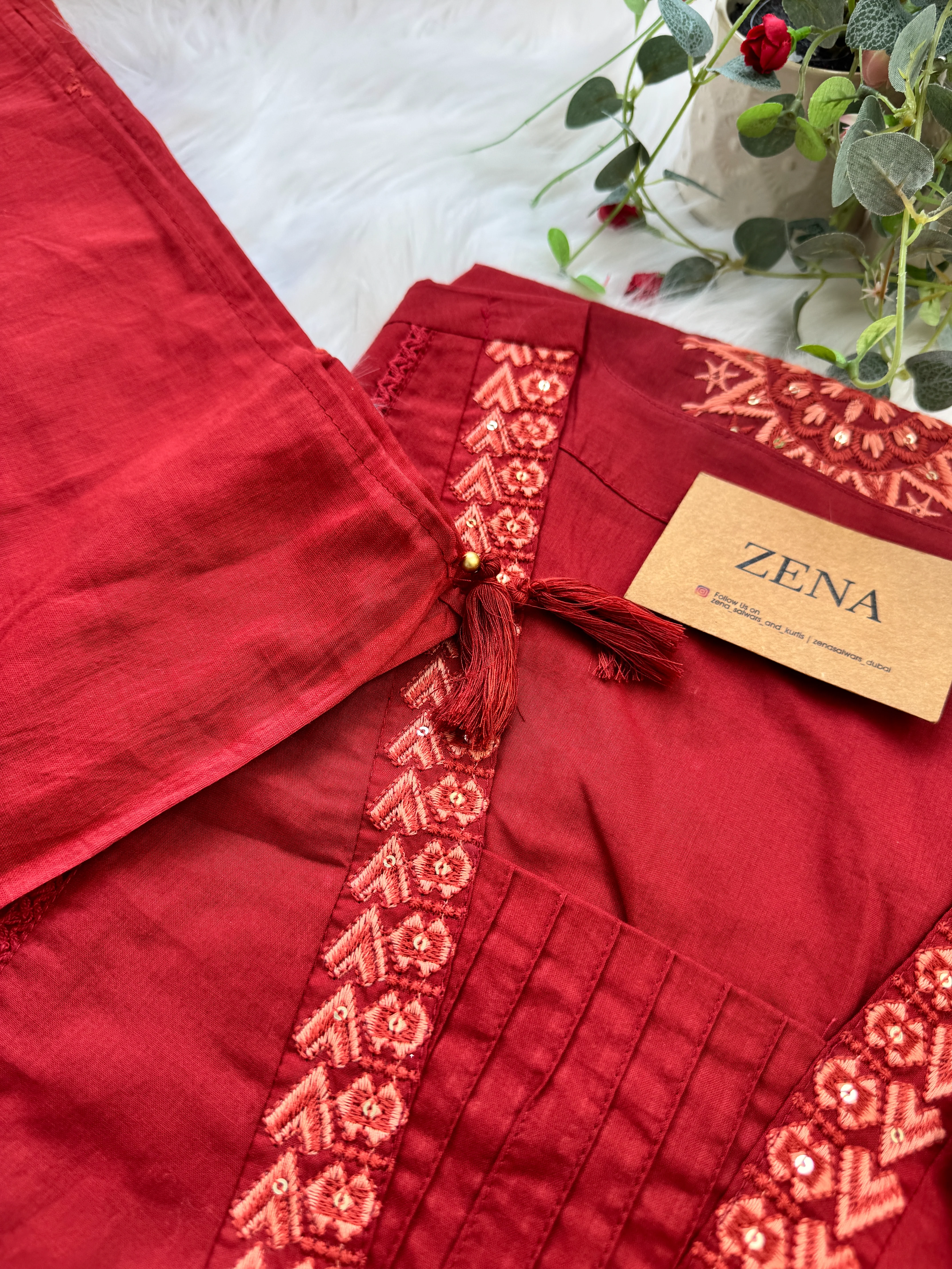 Pure Cotton Embroidered Anarkali Set - Image 4