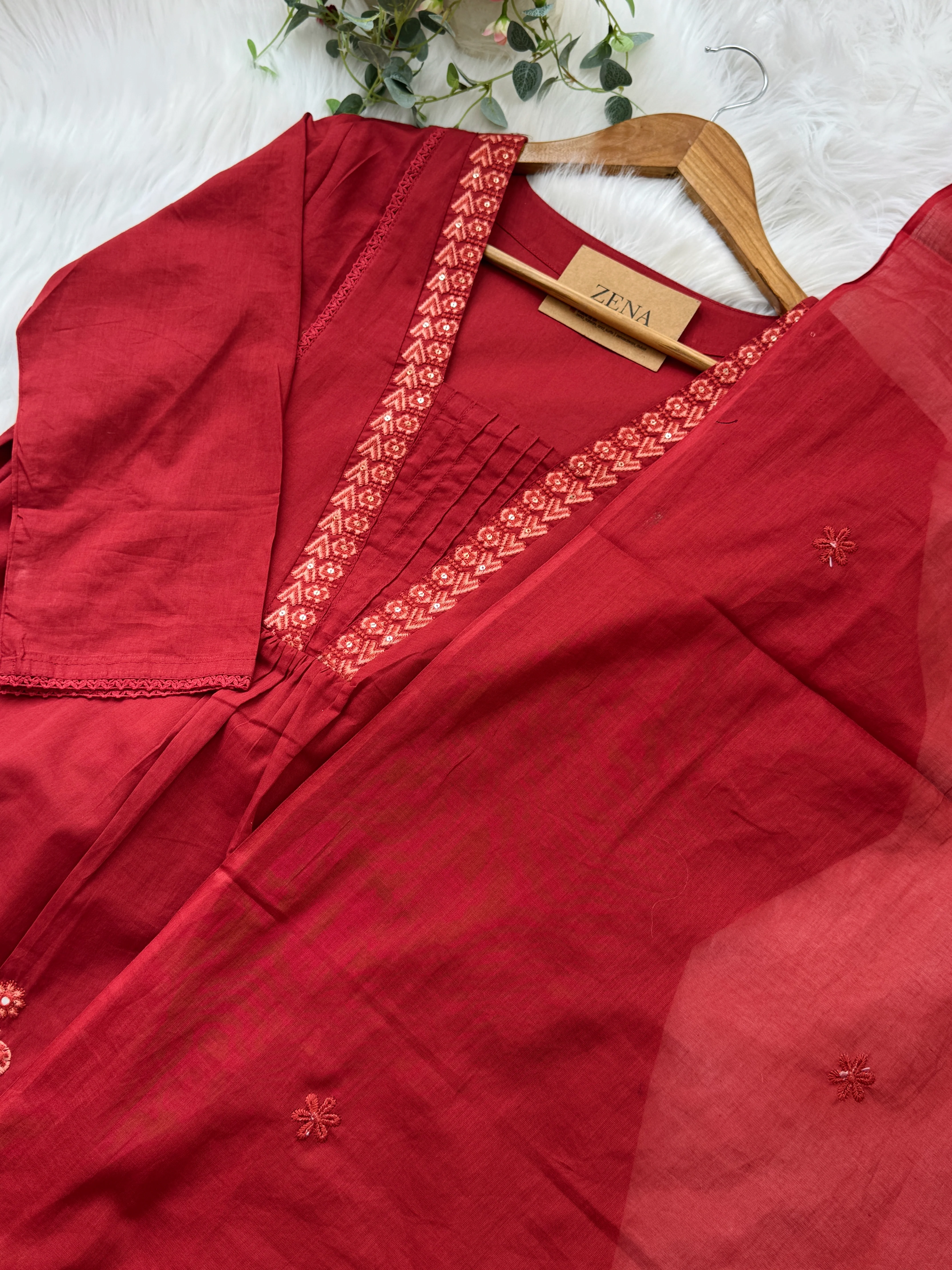 Pure Cotton Embroidered Anarkali Set - Image 5