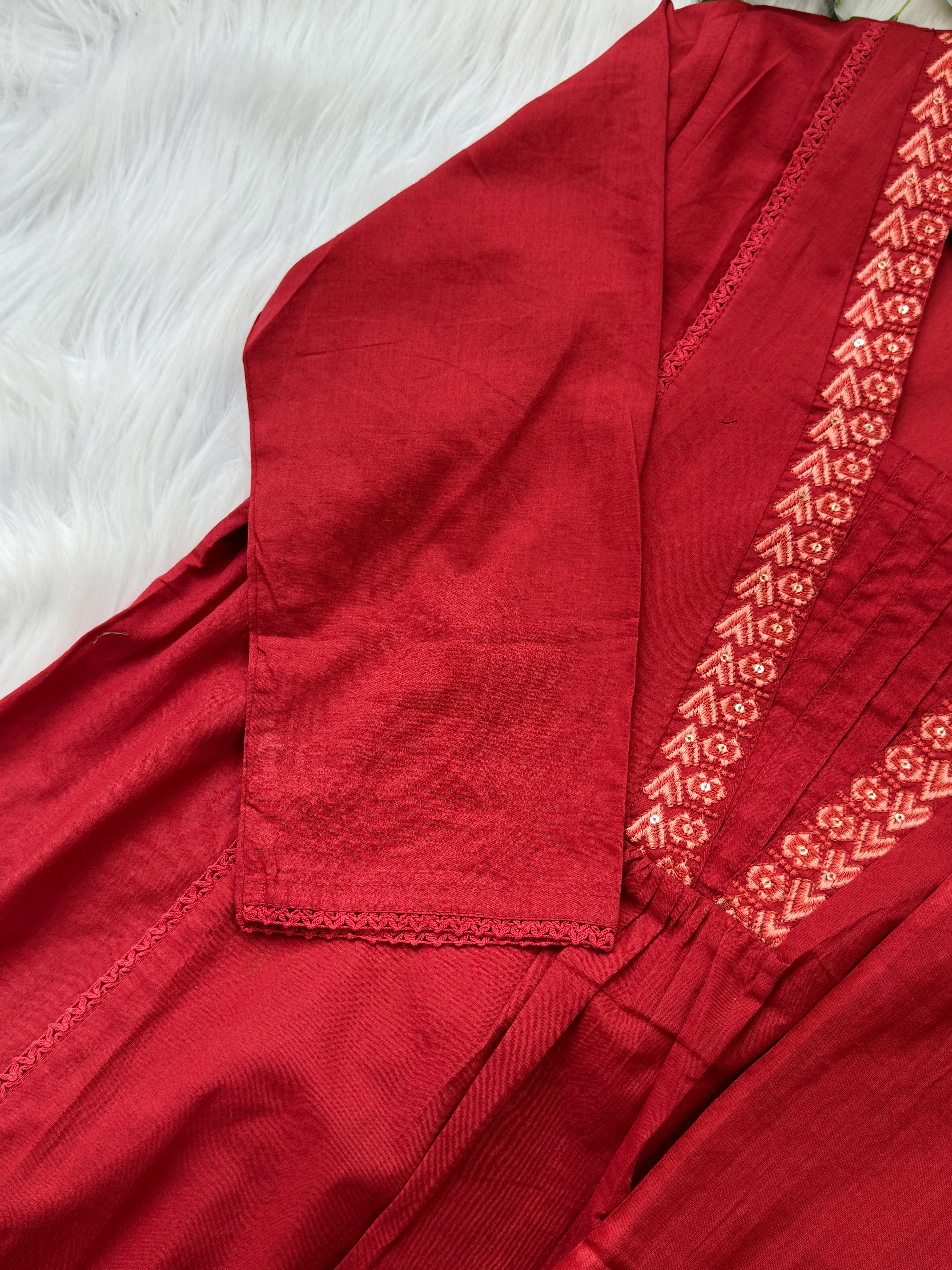 Pure Cotton Embroidered Anarkali Set - Image 6