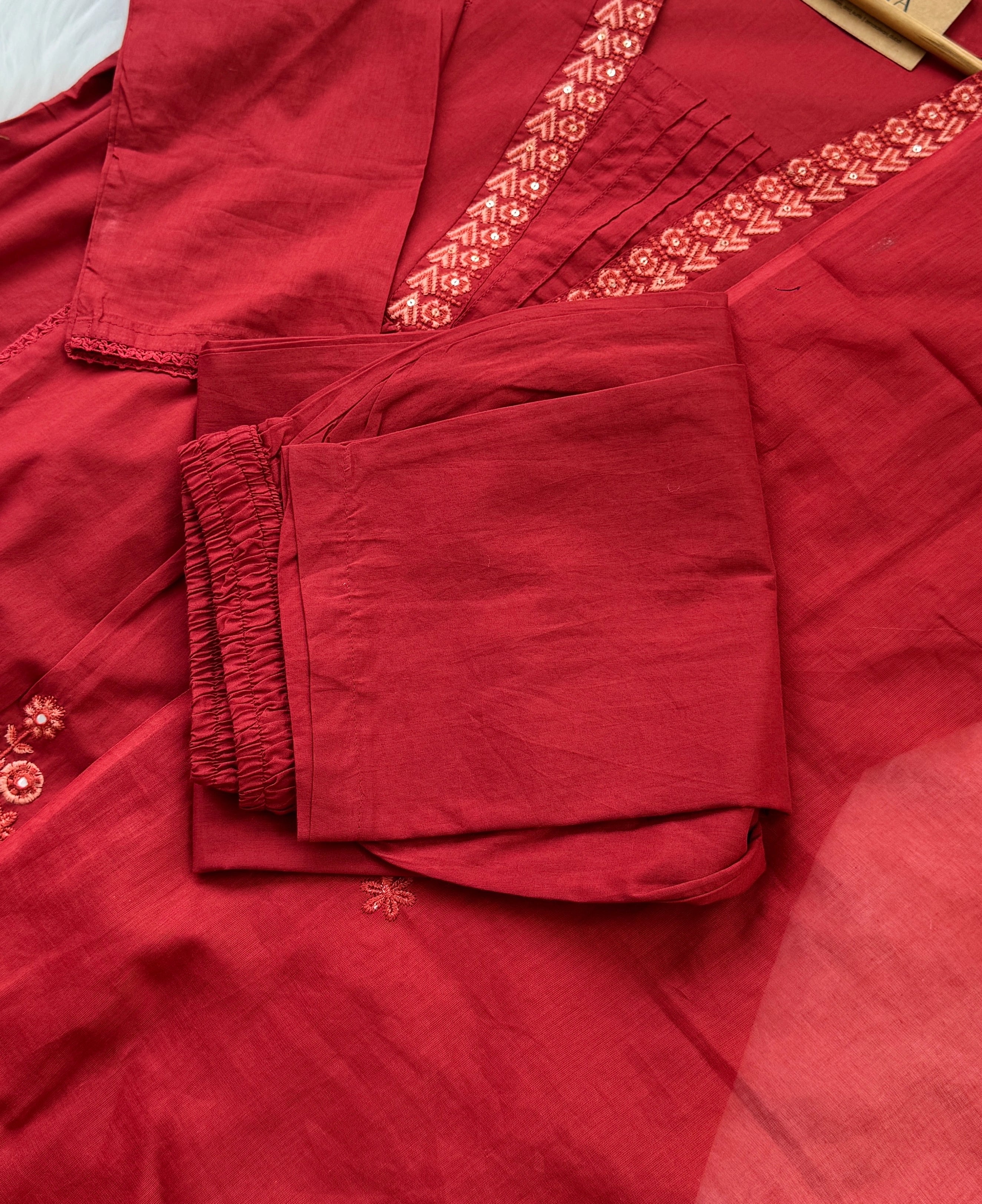 Pure Cotton Embroidered Anarkali Set - Image 7