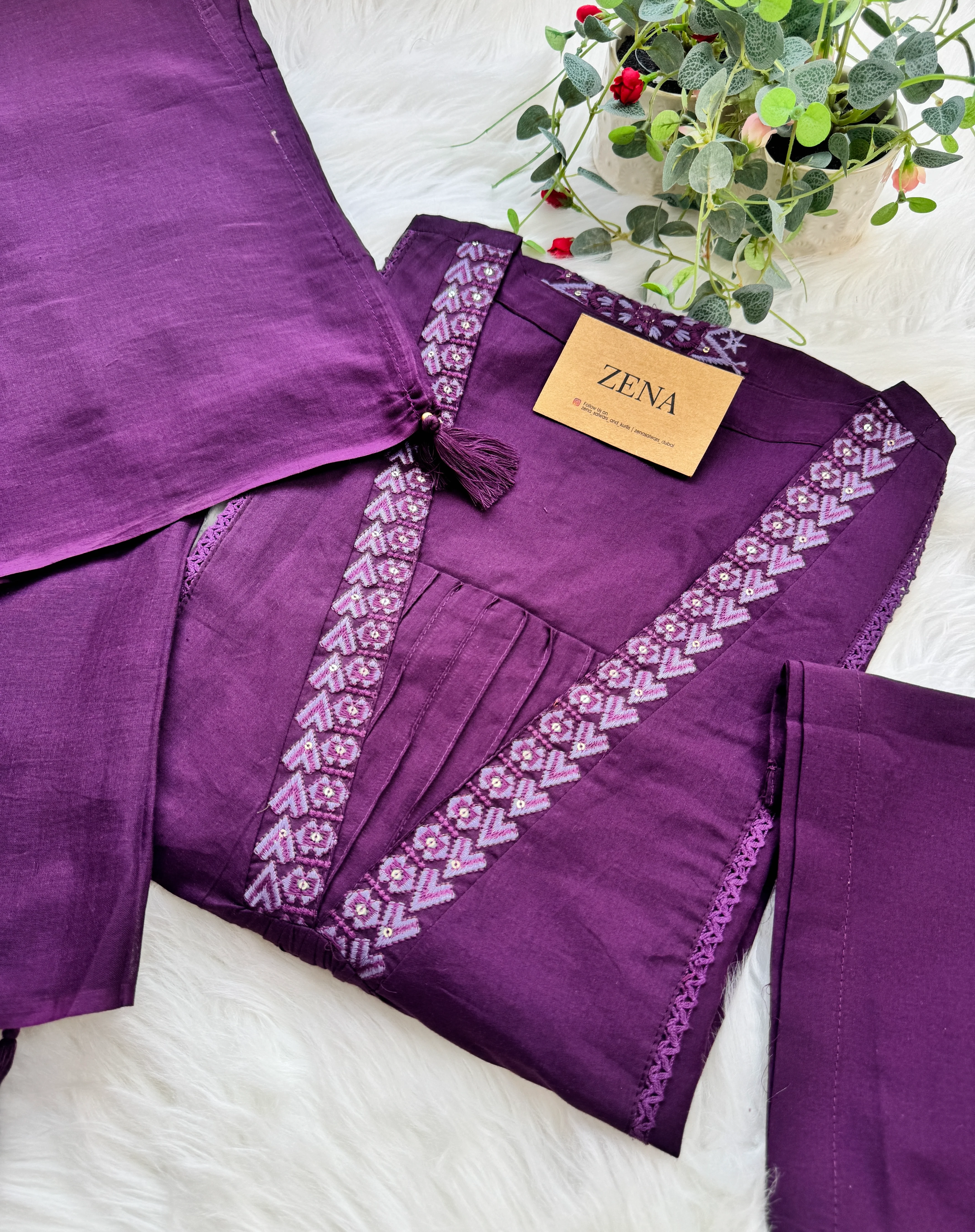 Pure Cotton Embroidered Anarkali Set