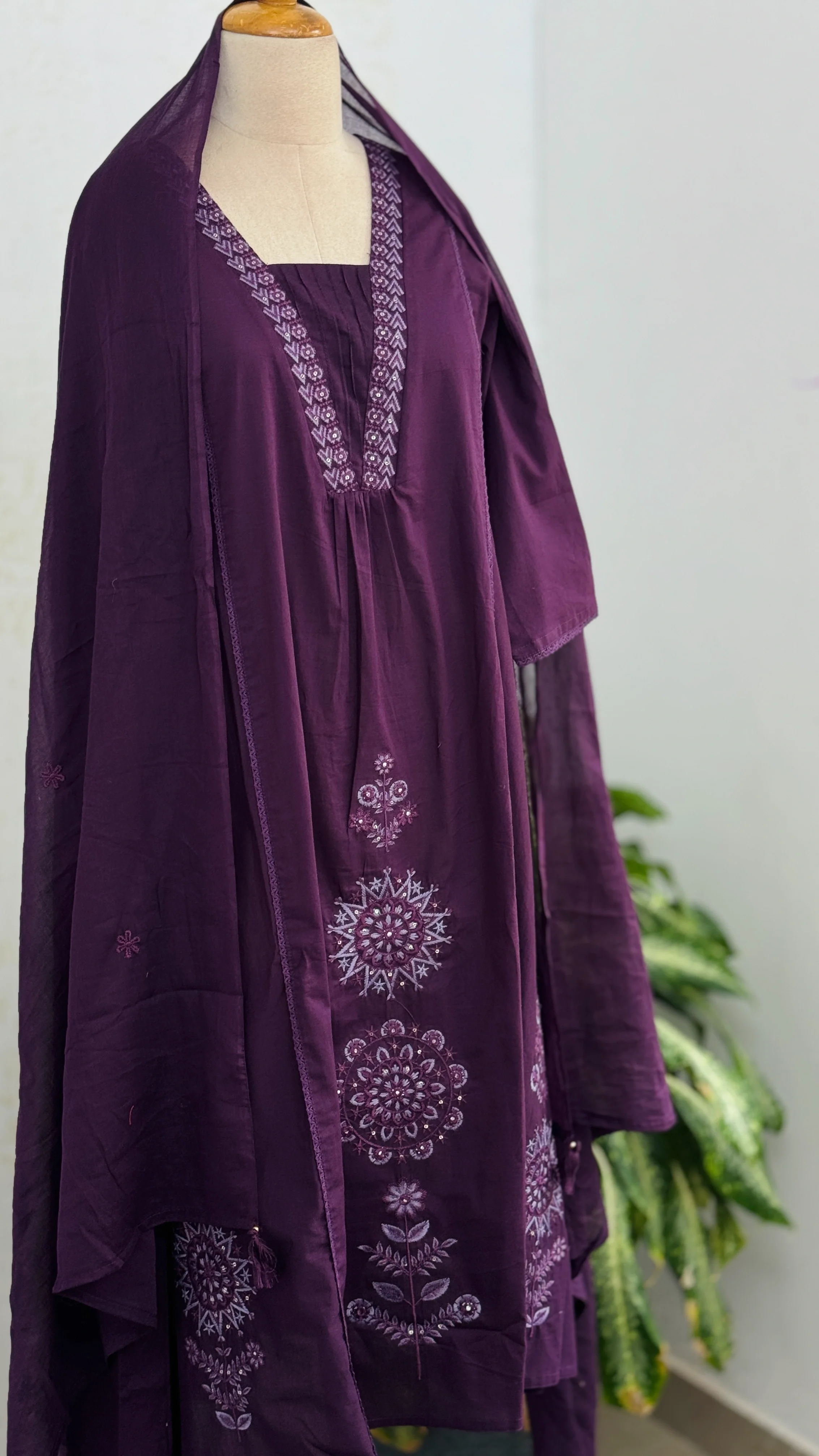Pure Cotton Embroidered Anarkali Set - Image 2