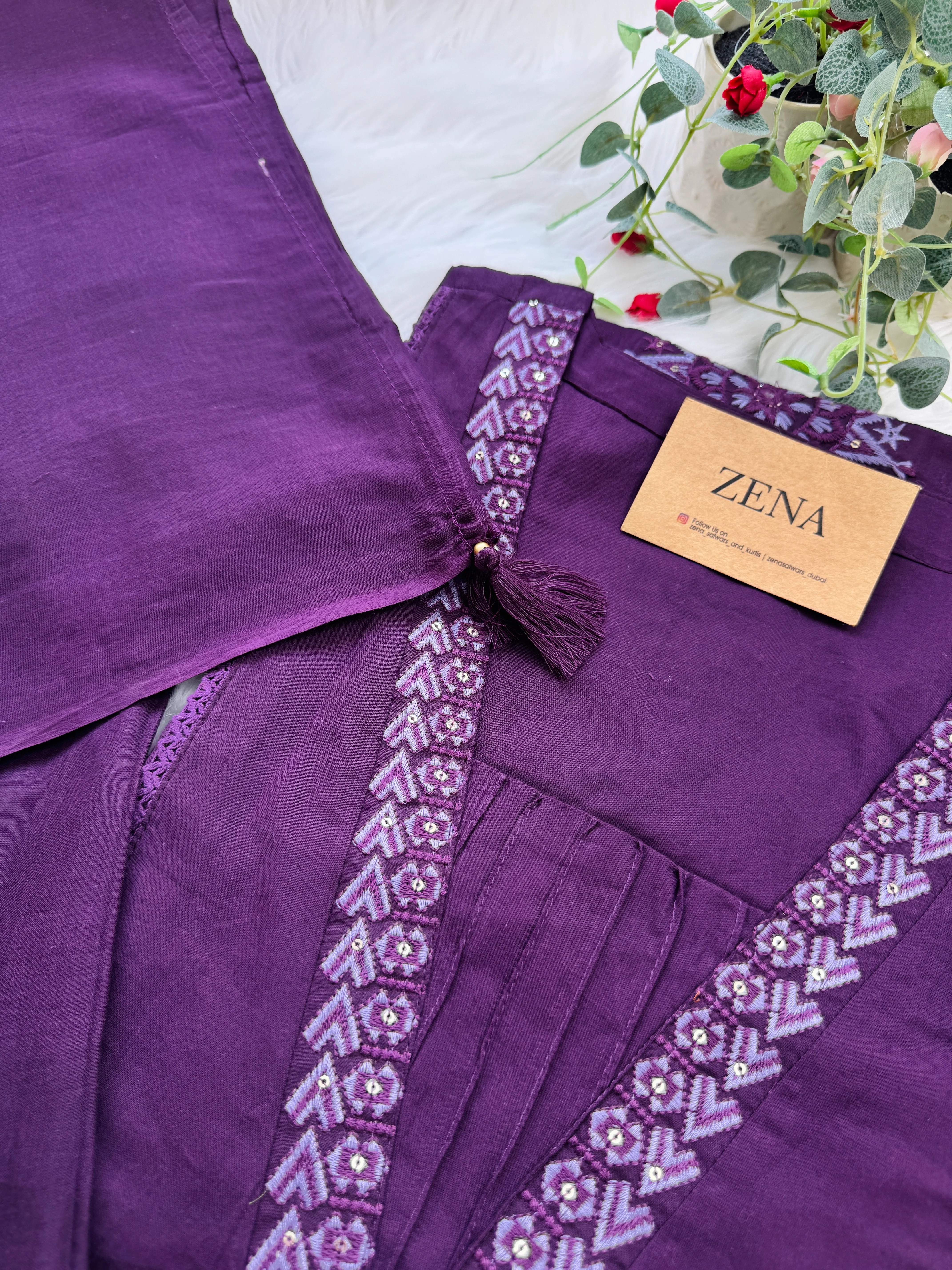 Pure Cotton Embroidered Anarkali Set - Image 4
