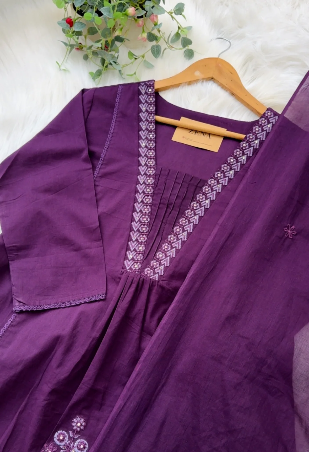 Pure Cotton Embroidered Anarkali Set - Image 6
