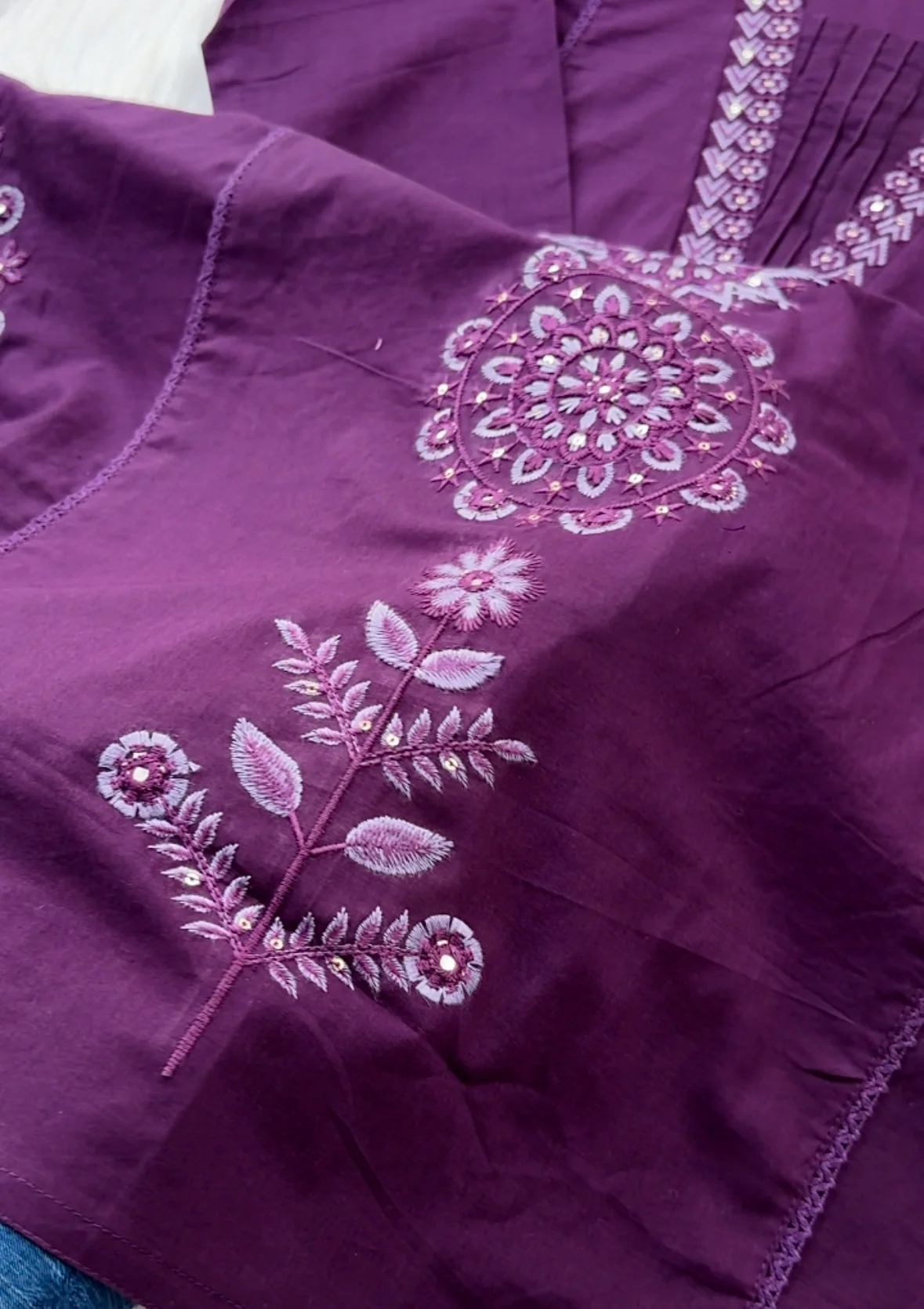Pure Cotton Embroidered Anarkali Set - Image 8