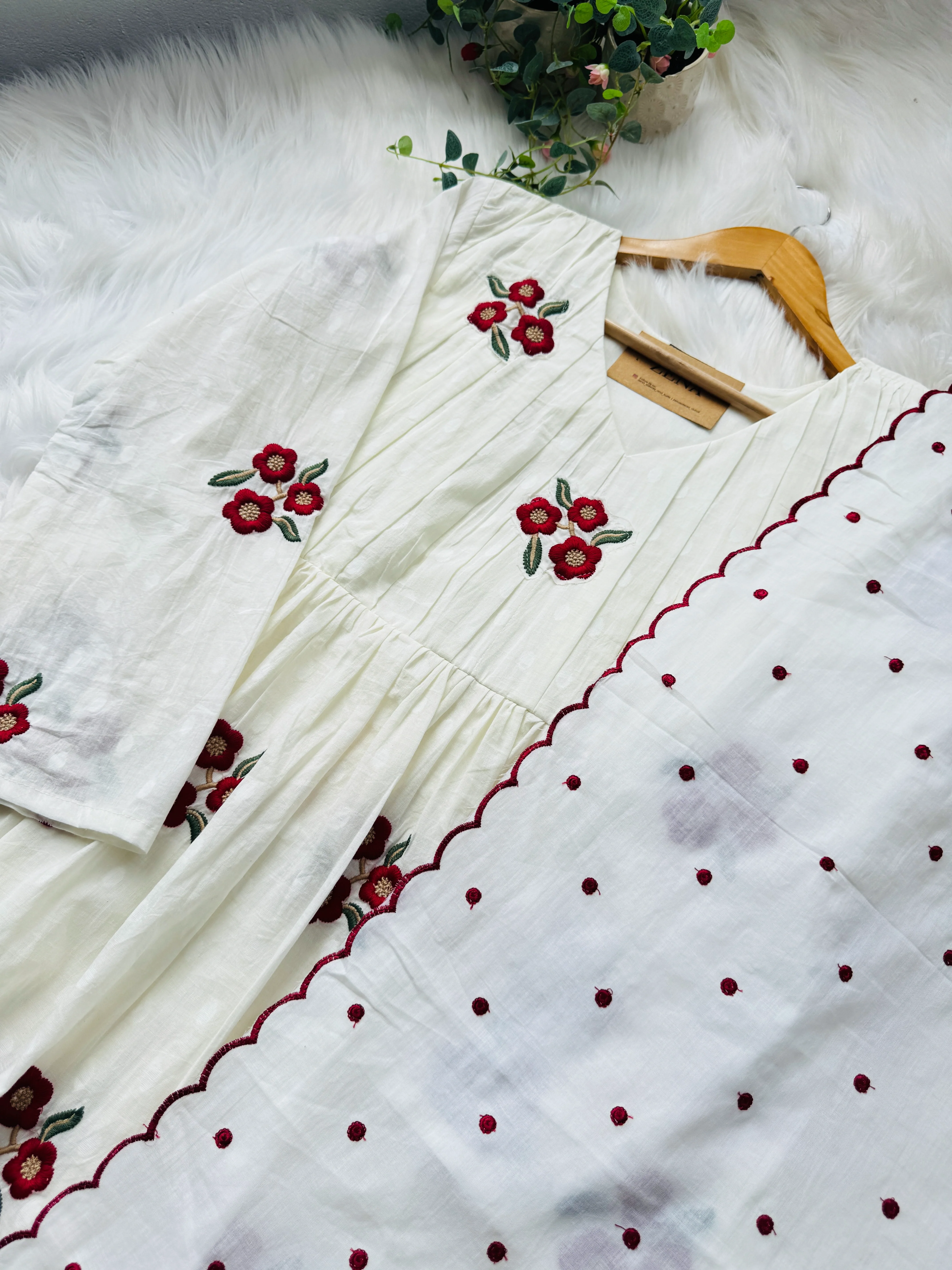 Pure Cotton Embroidered Anarkali Suit β Comfort Wrapped in Elegance πΈ - Image 4