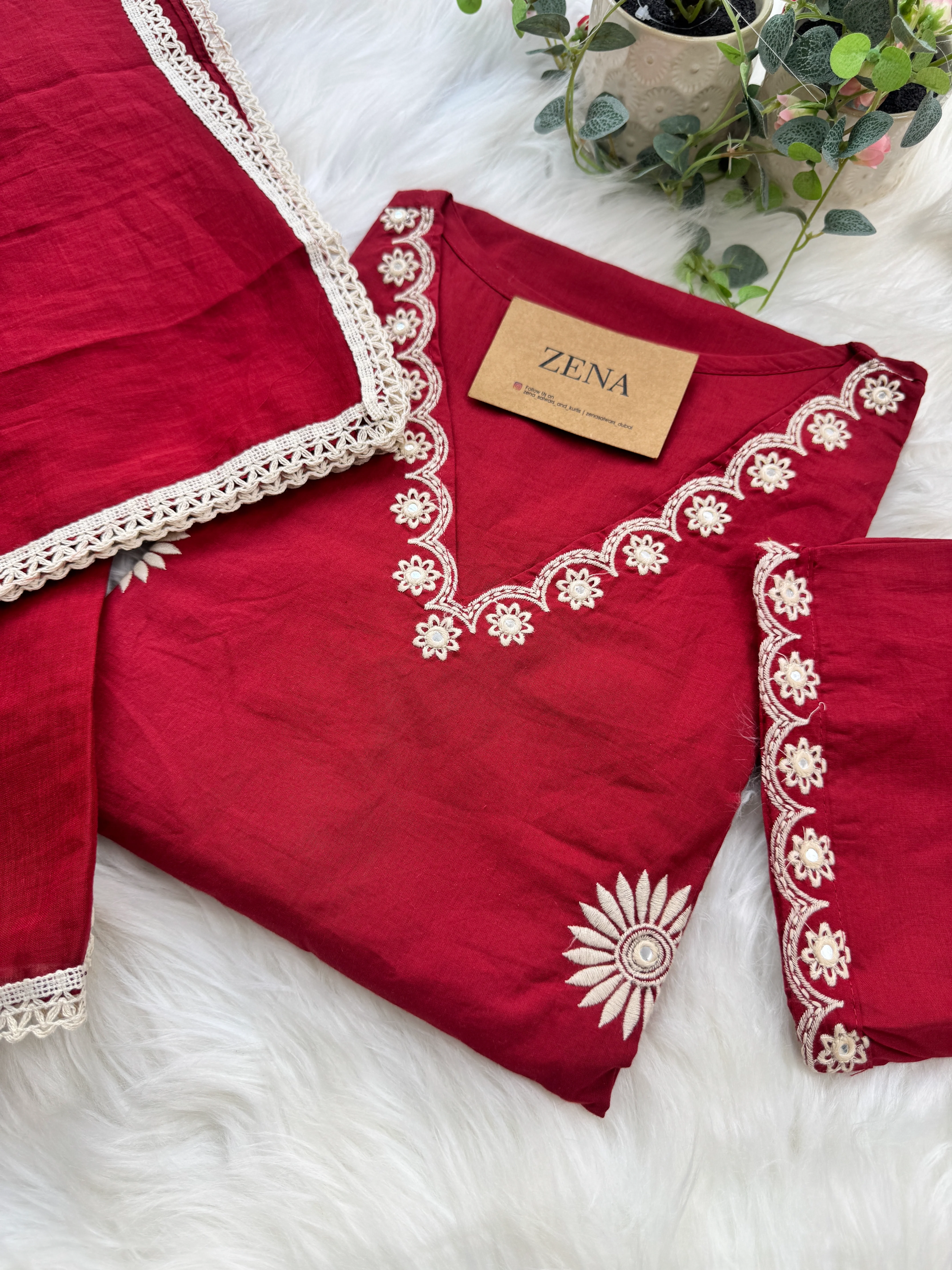 Pure Cotton Embroidered Kurti Set 🌿