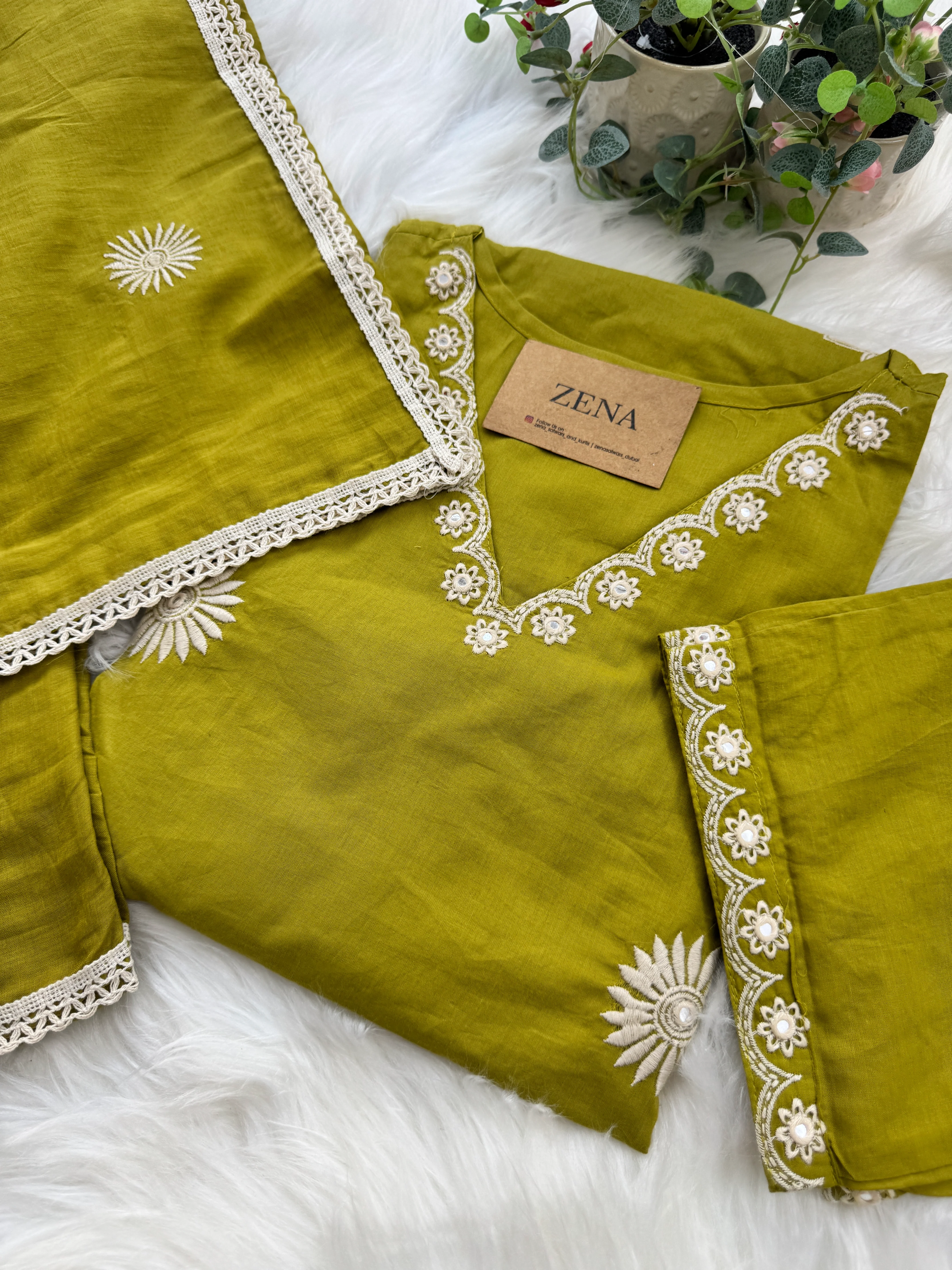 Pure Cotton Embroidered Kurti Set 🌿