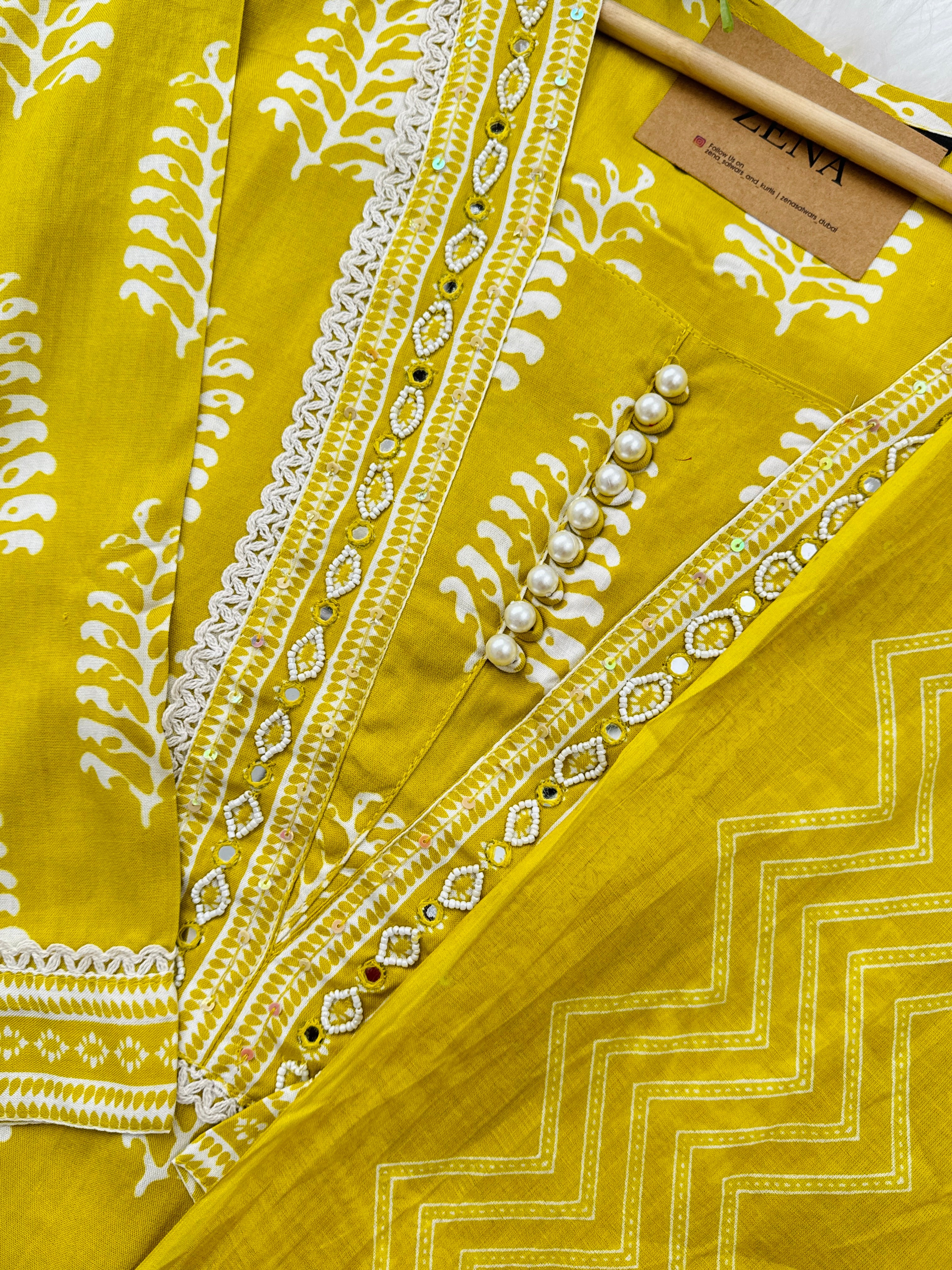 Pure Cotton Hand Detailed Slitted Kurti Set โ Comfortable & Stylish ๐ฟ - Image 5