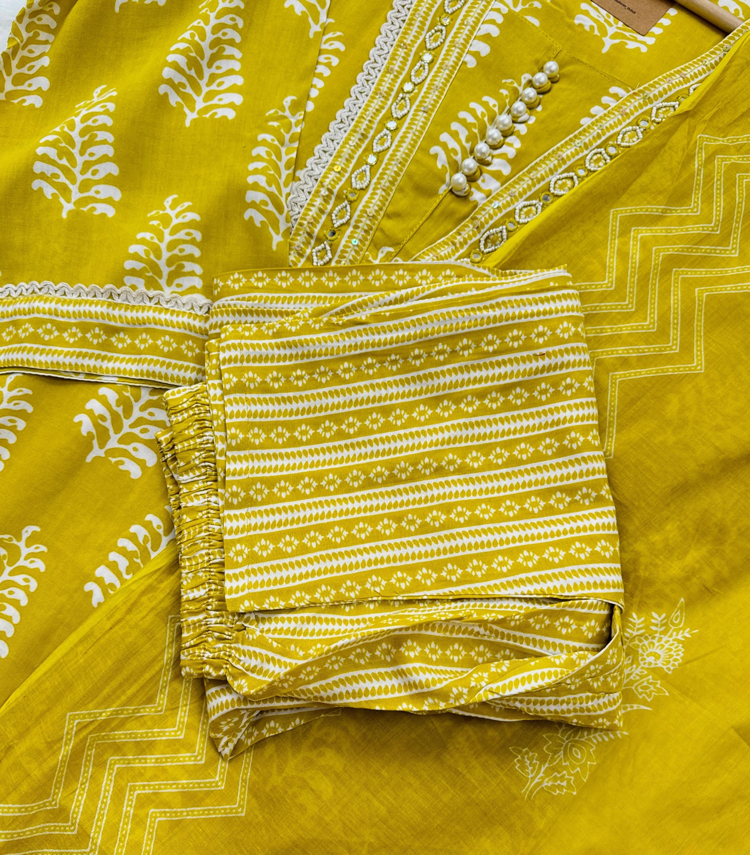 Pure Cotton Hand Detailed Slitted Kurti Set โ Comfortable & Stylish ๐ฟ - Image 7