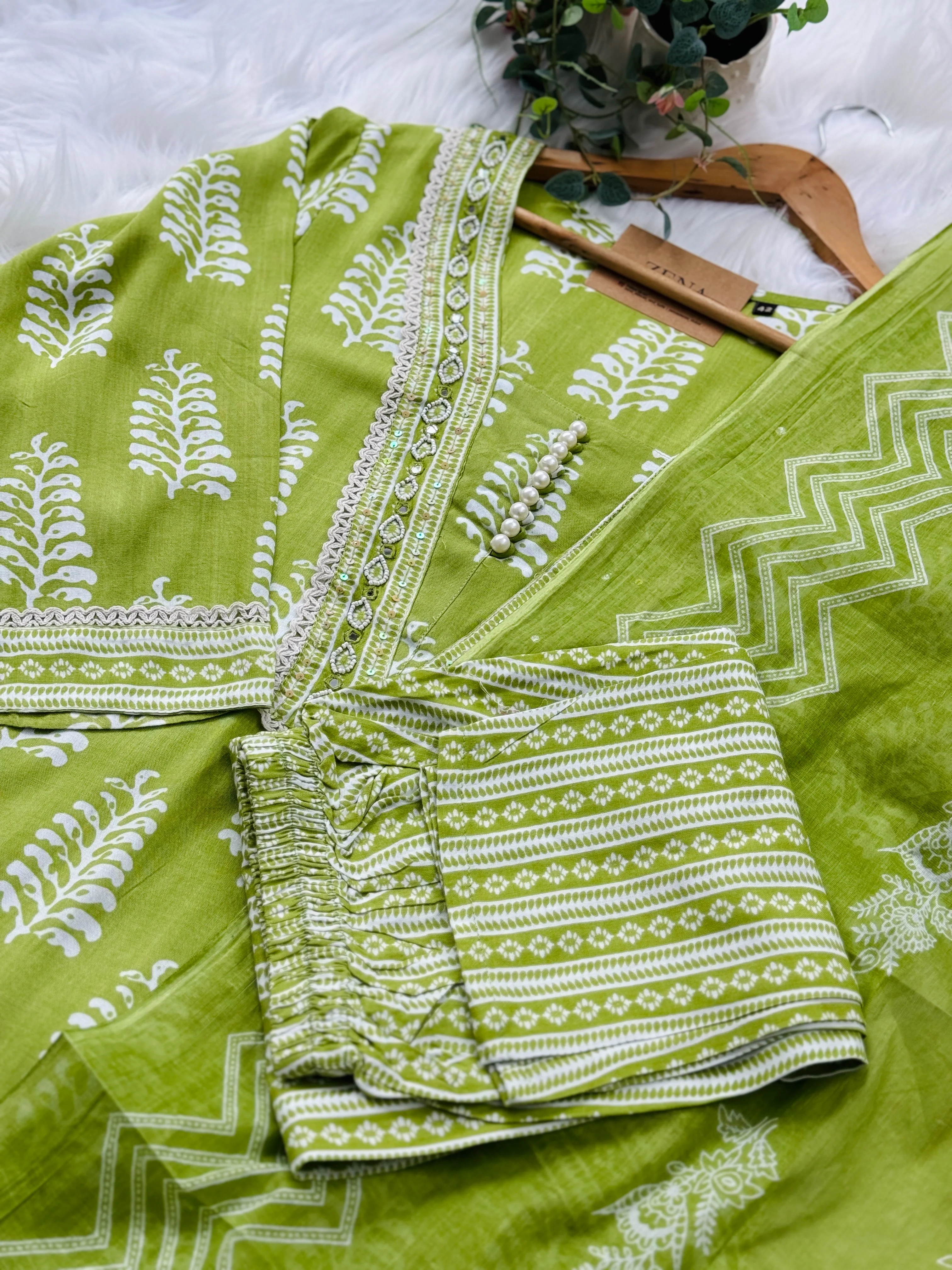 Pure Cotton Hand Detailed Slitted Kurti Set โ Comfortable & Stylish ๐ฟ - Image 6