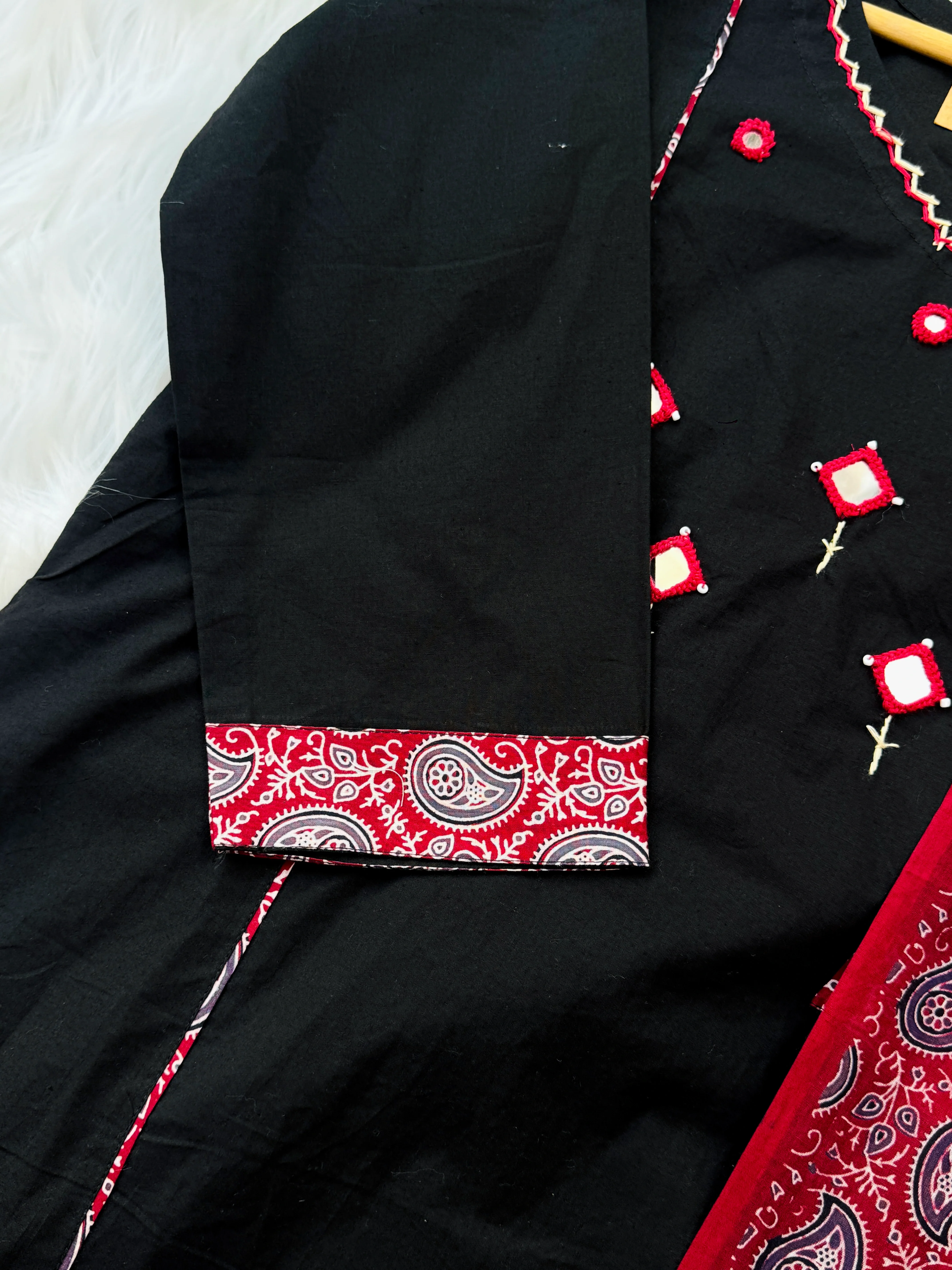 Pure Cotton Mirror Work Kurti Set β Top, Bottom & Dupatta - Image 5