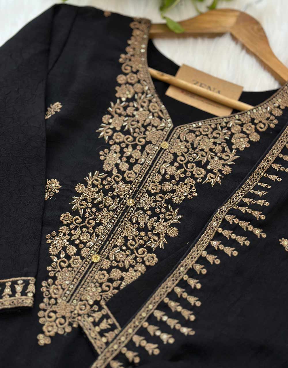 Shimmer Silk Ready-to-Wear Hand Work Kurti Set β Radiate Elegance β¨ - Image 3