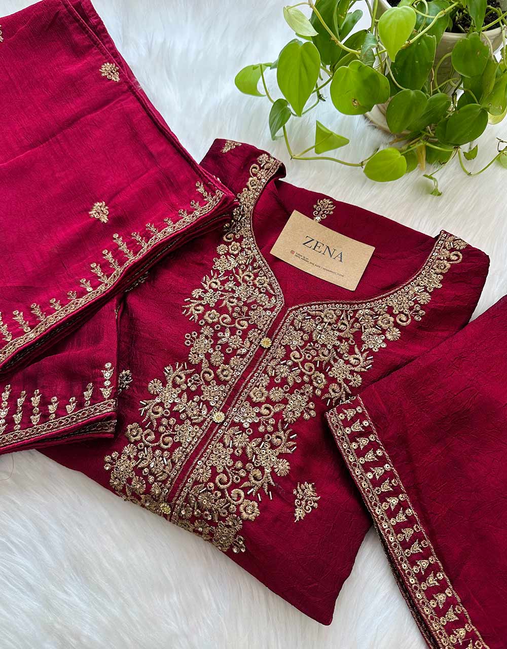 Shimmer Silk Ready-to-Wear Hand Work Kurti Set β Radiate Elegance β¨ - Image 6
