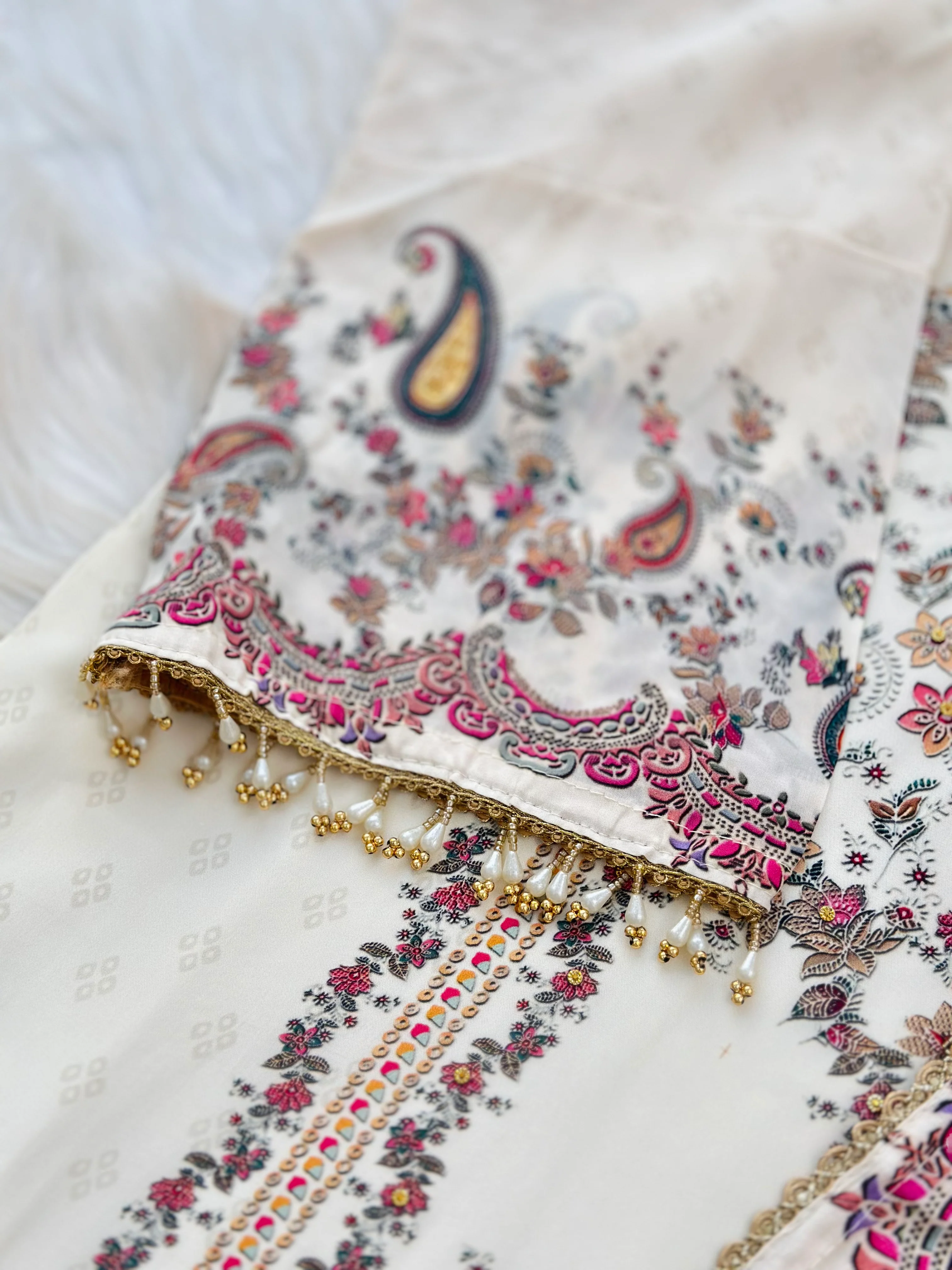 Pure crepe hand work kurti set - Image 5