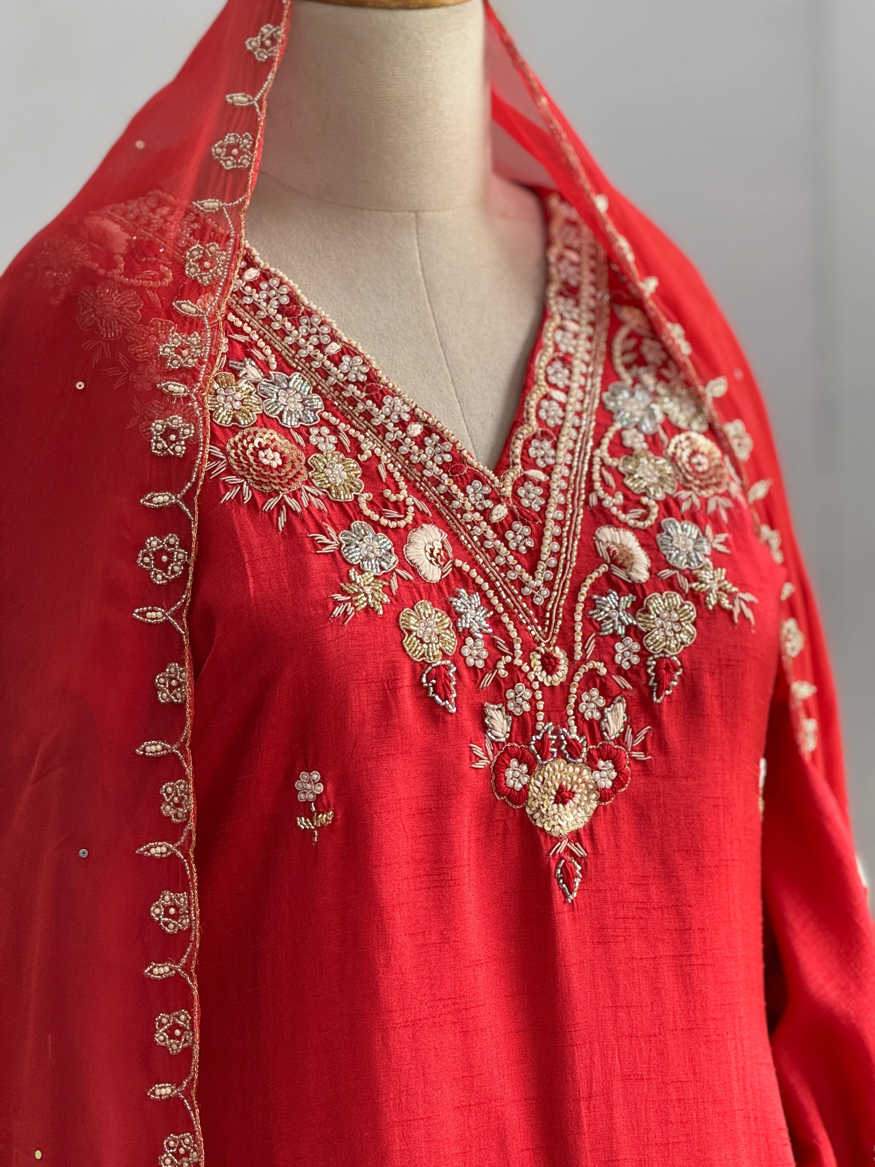 Pure Dola Silk Handwork Suit Elegant Craftsmanship, Effortless Festive Style - Image 3