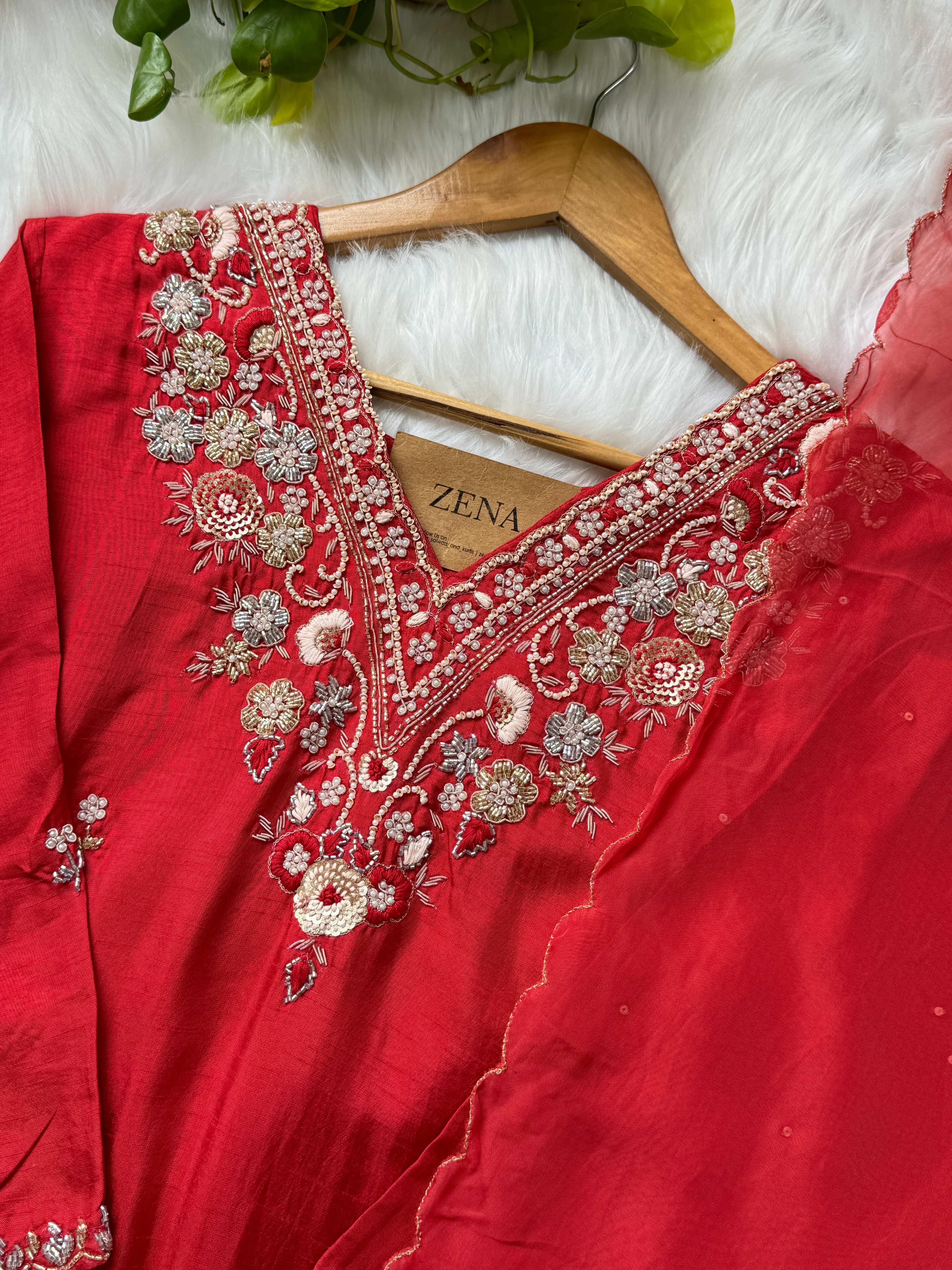 Pure Dola Silk Handwork Suit Elegant Craftsmanship, Effortless Festive Style - Image 5