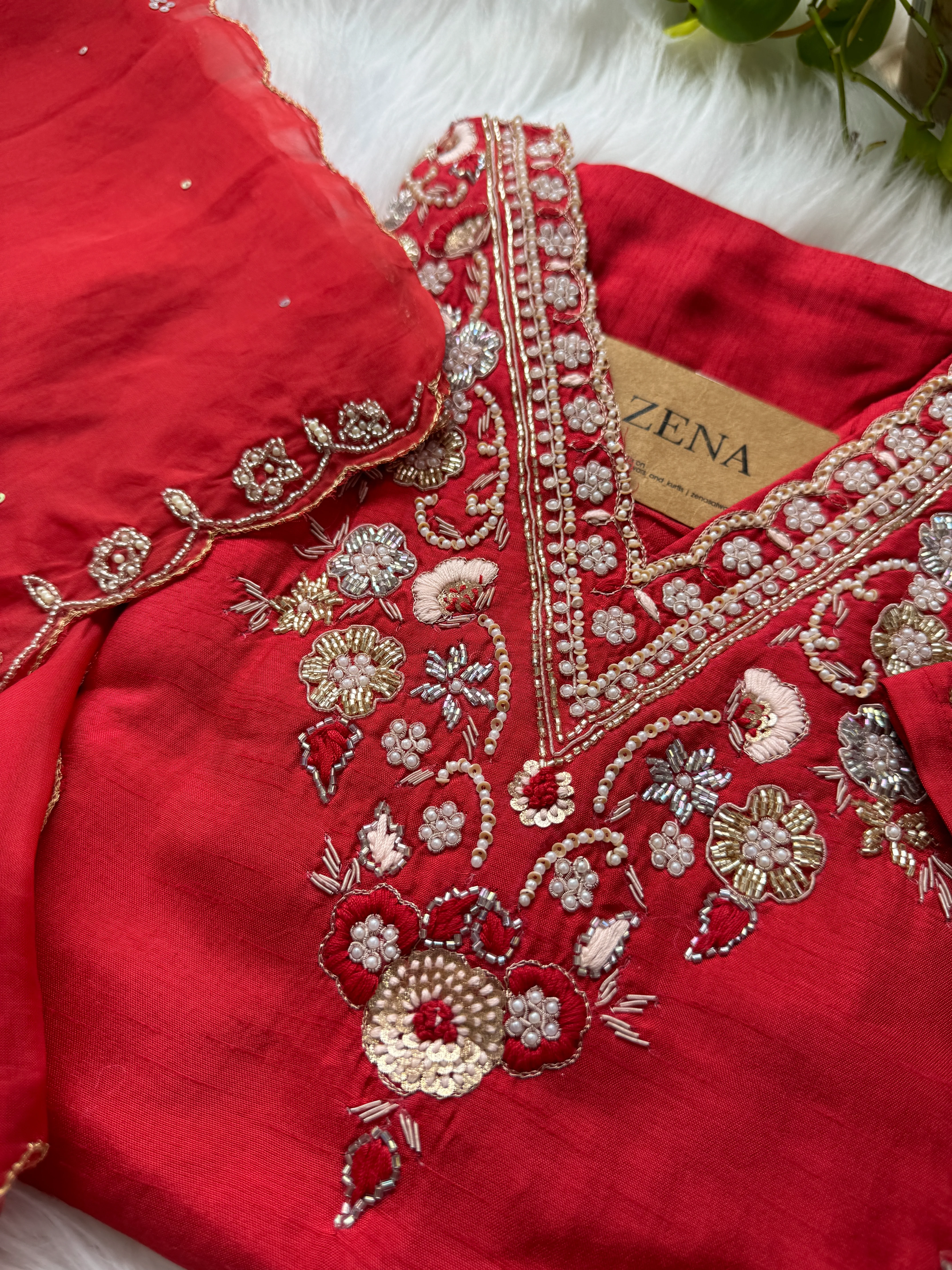 Pure Dola Silk Handwork Suit Elegant Craftsmanship, Effortless Festive Style - Image 7