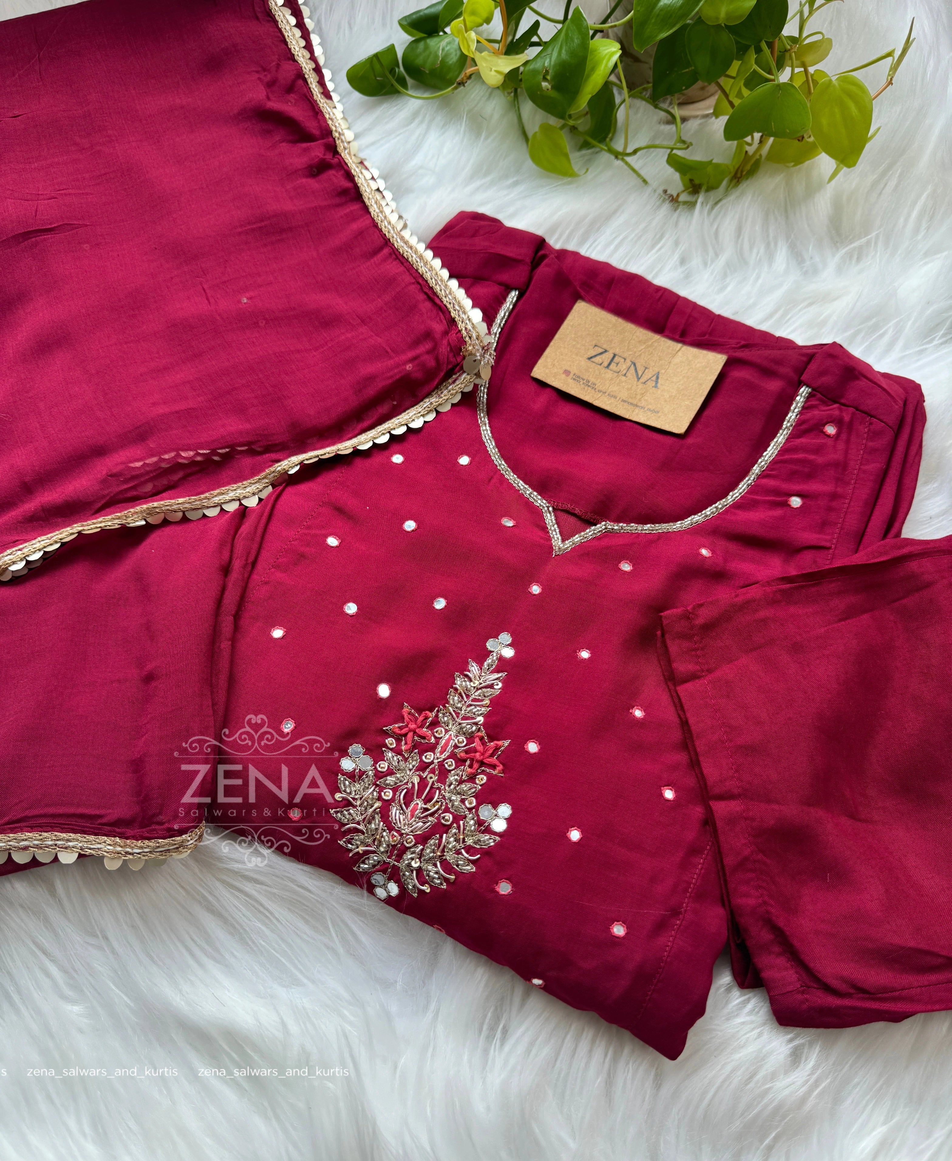 Pure Mul Chanderi Hand Work Anarkali Kurti Set β Classic Elegance, Effortlessly