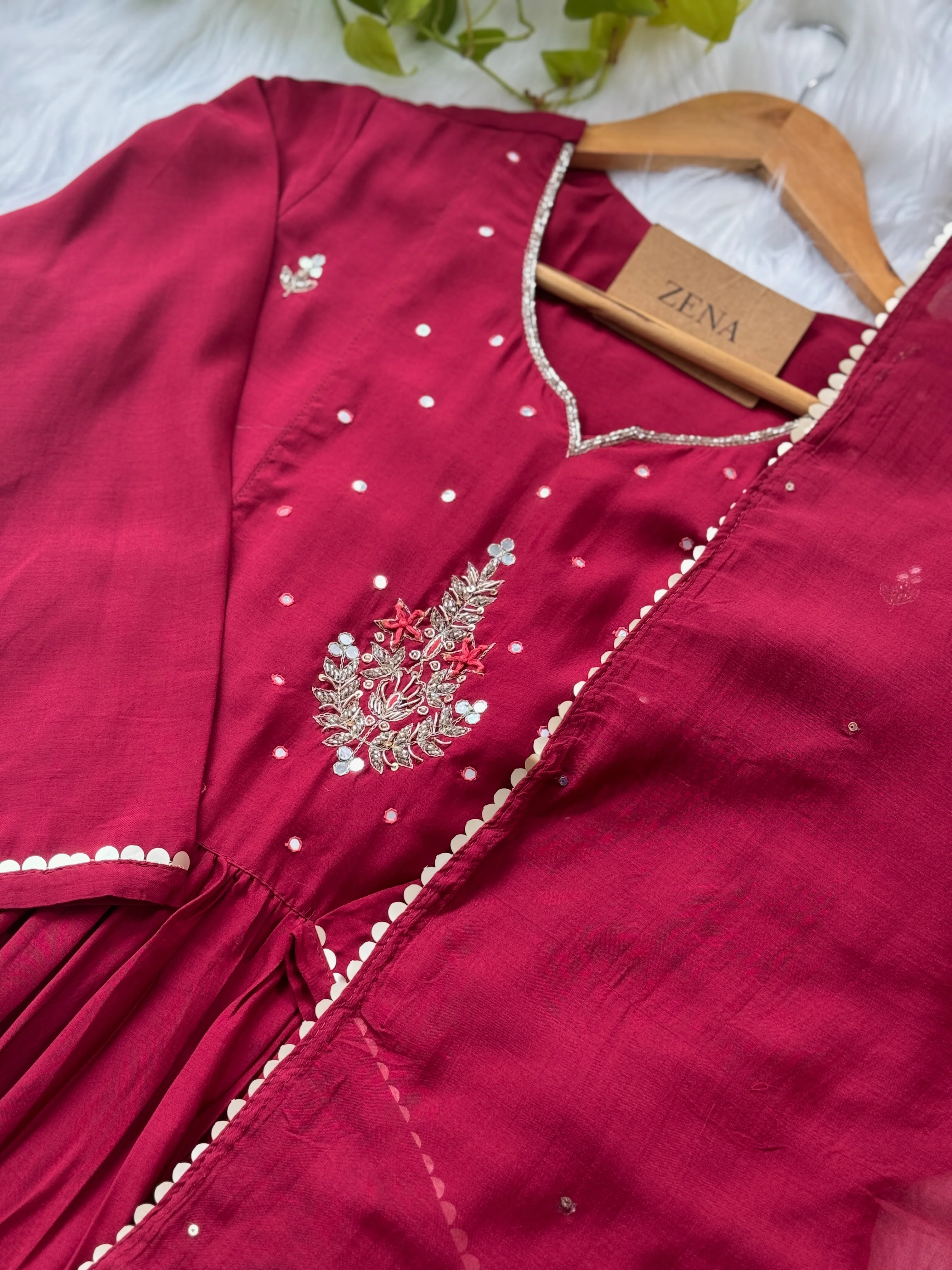 Pure Mul Chanderi Hand Work Anarkali Kurti Set β Classic Elegance, Effortlessly - Image 5
