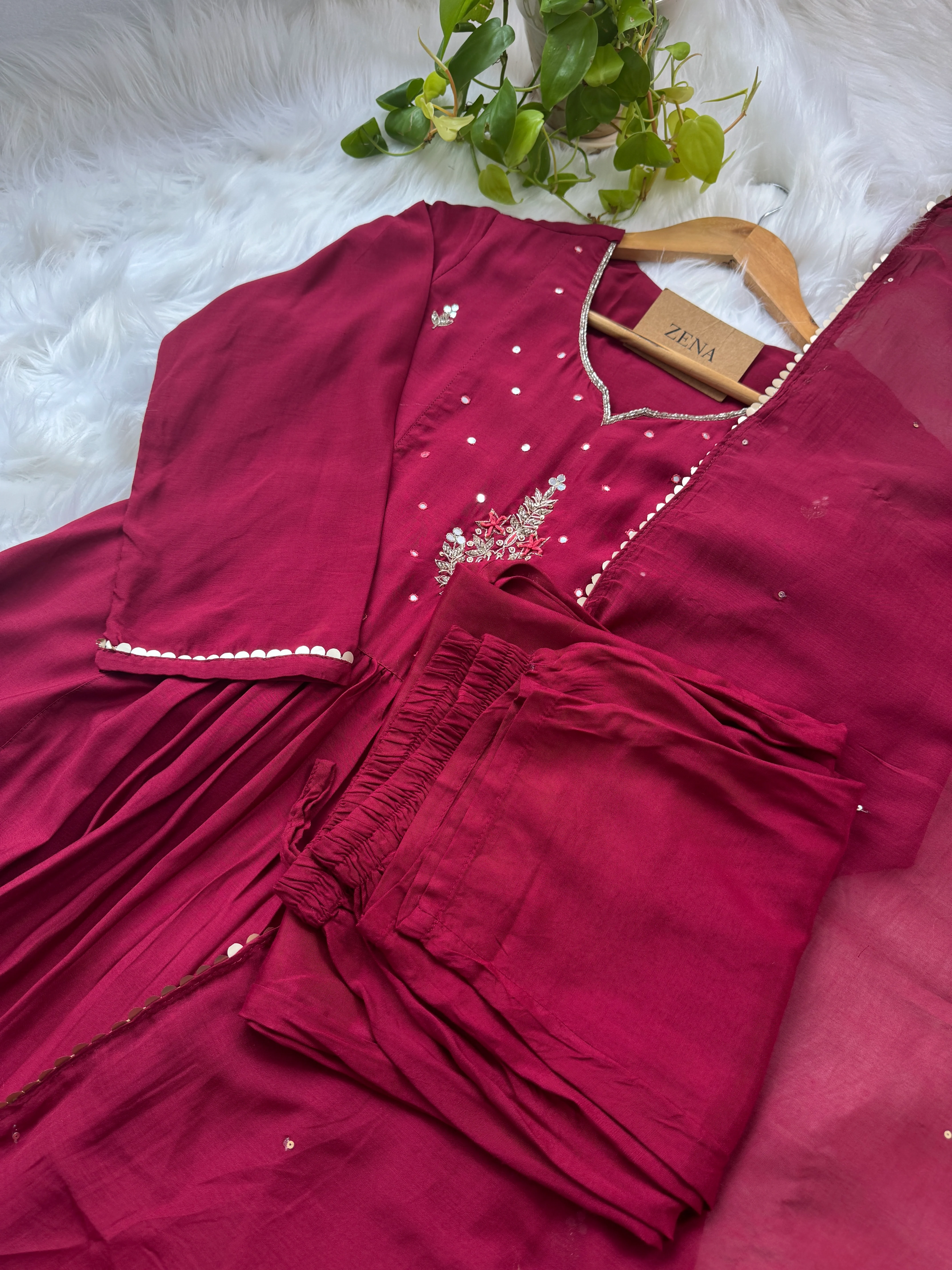 Pure Mul Chanderi Hand Work Anarkali Kurti Set β Classic Elegance, Effortlessly - Image 6