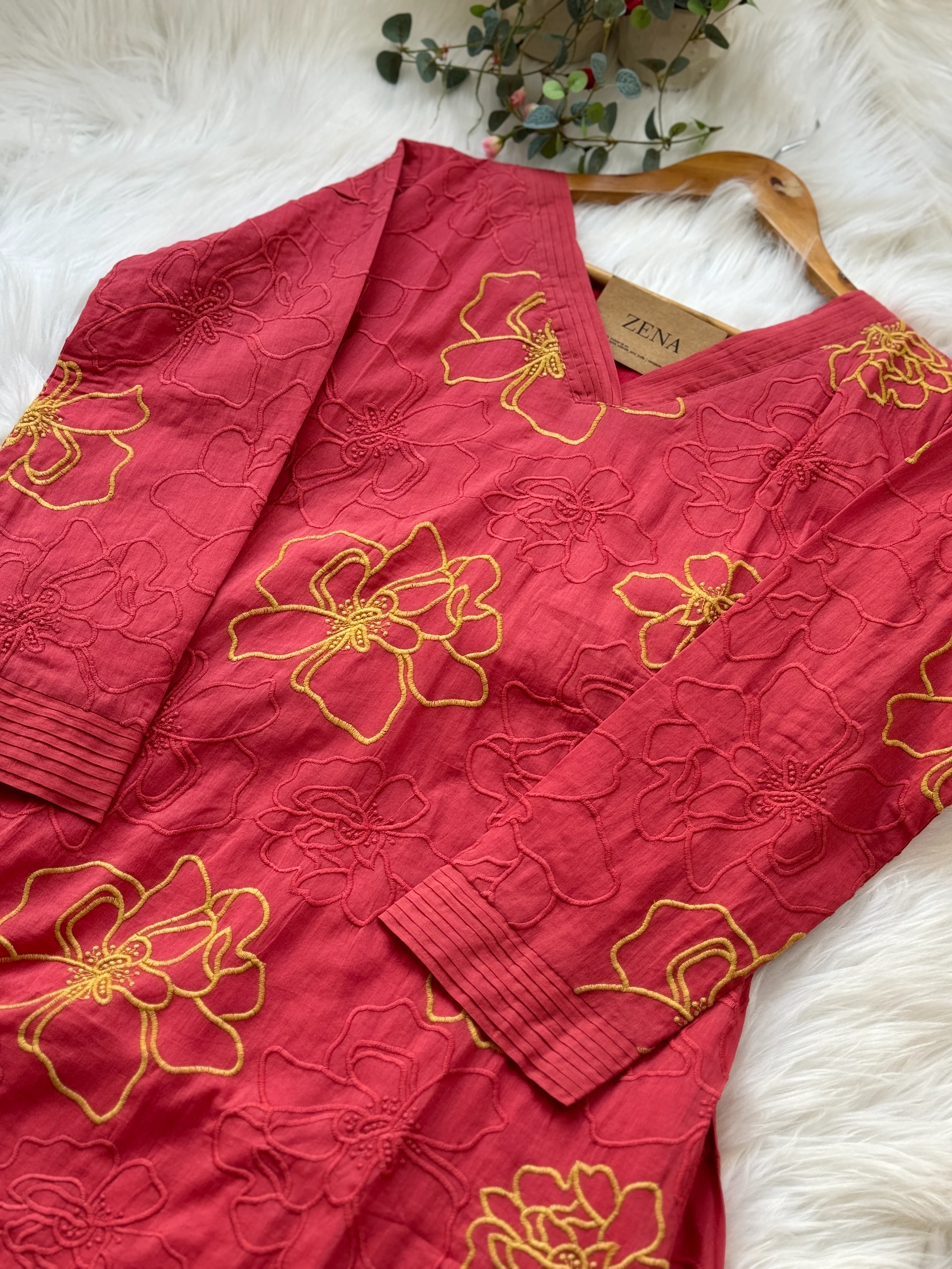 Pure Mul Cotton Embroidered Kurti Set - Image 3