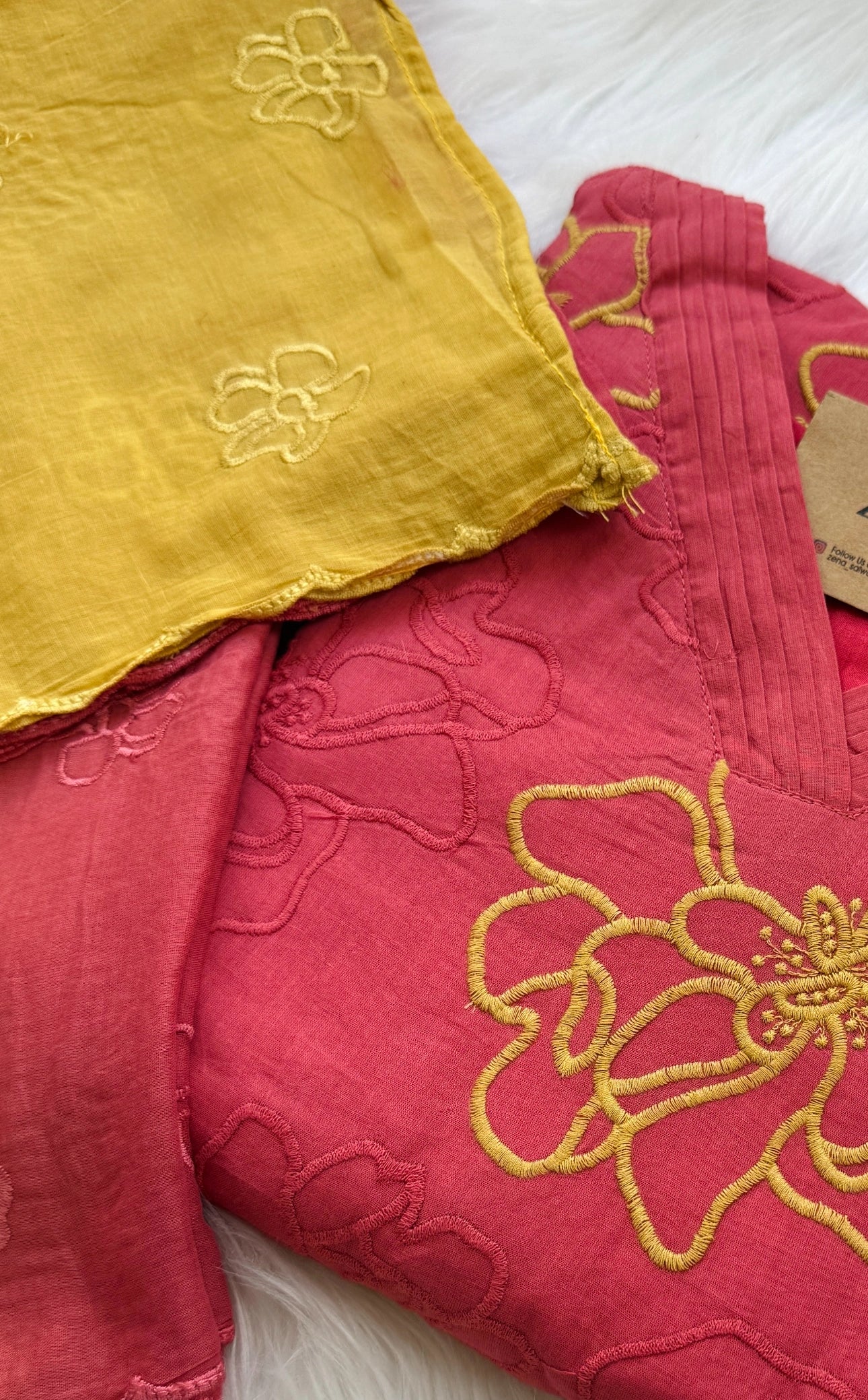 Pure Mul Cotton Embroidered Kurti Set - Image 4
