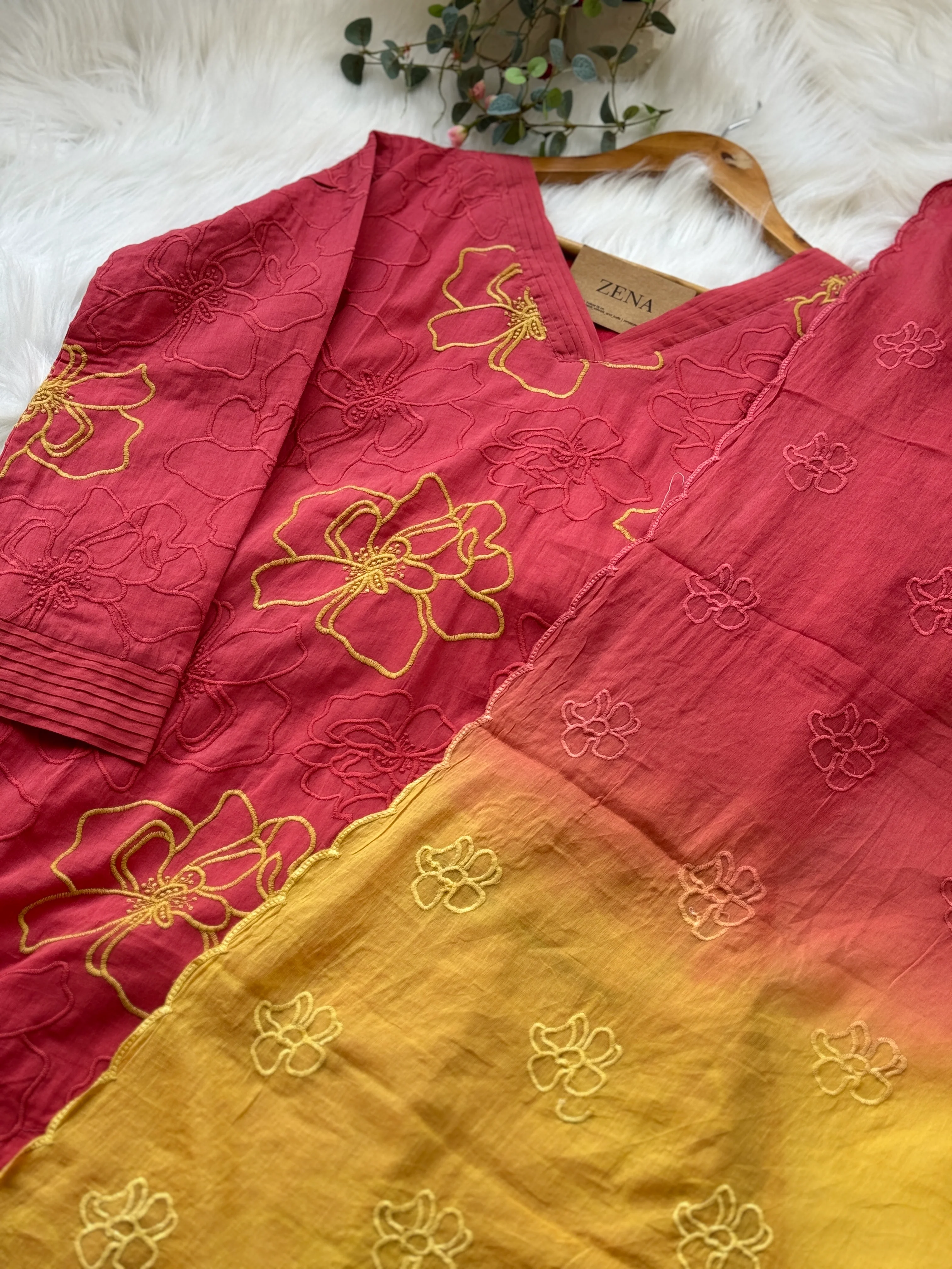 Pure Mul Cotton Embroidered Kurti Set - Image 5