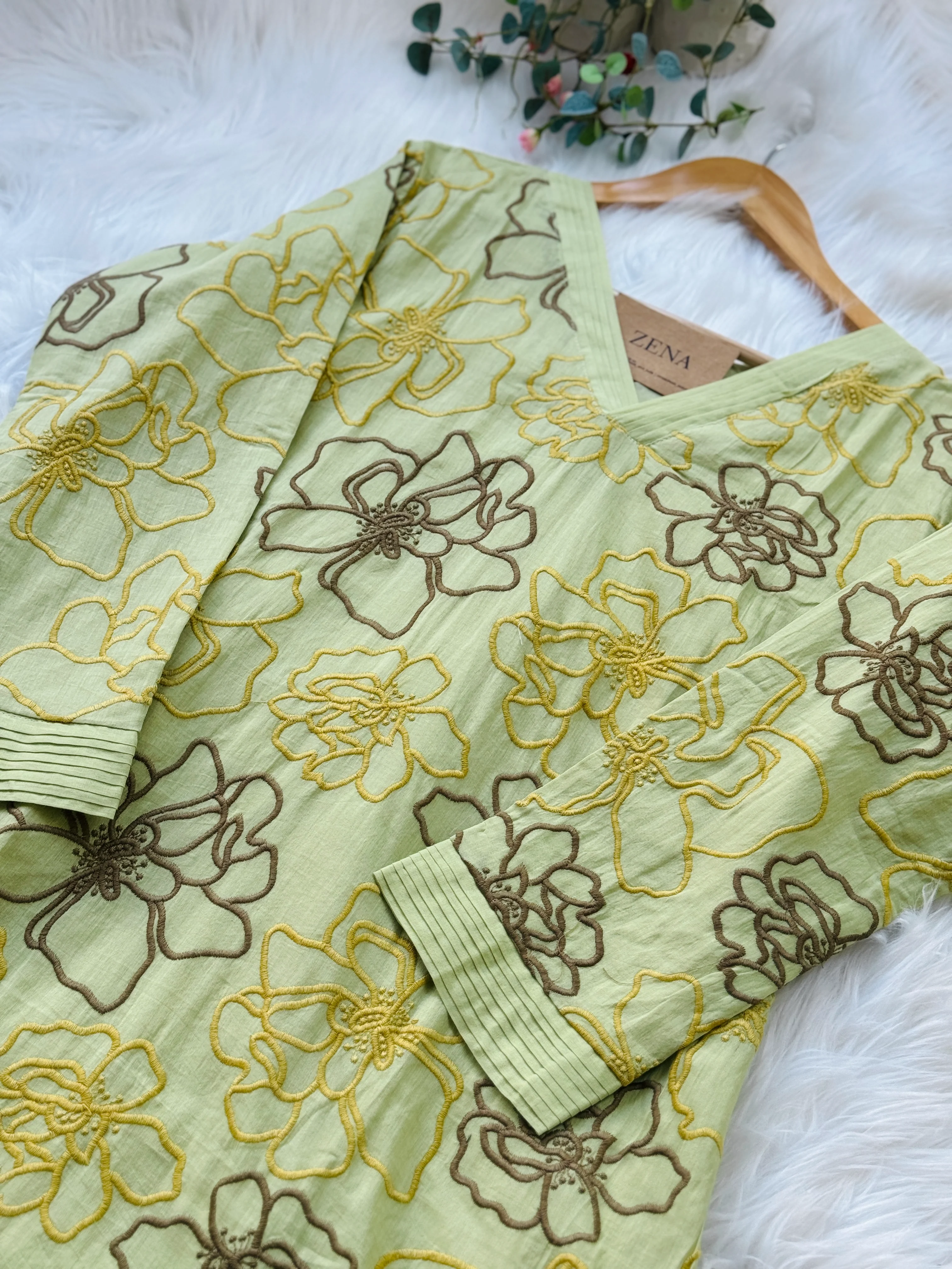 Pure Mul Cotton Embroidered Kurti Set - Image 3