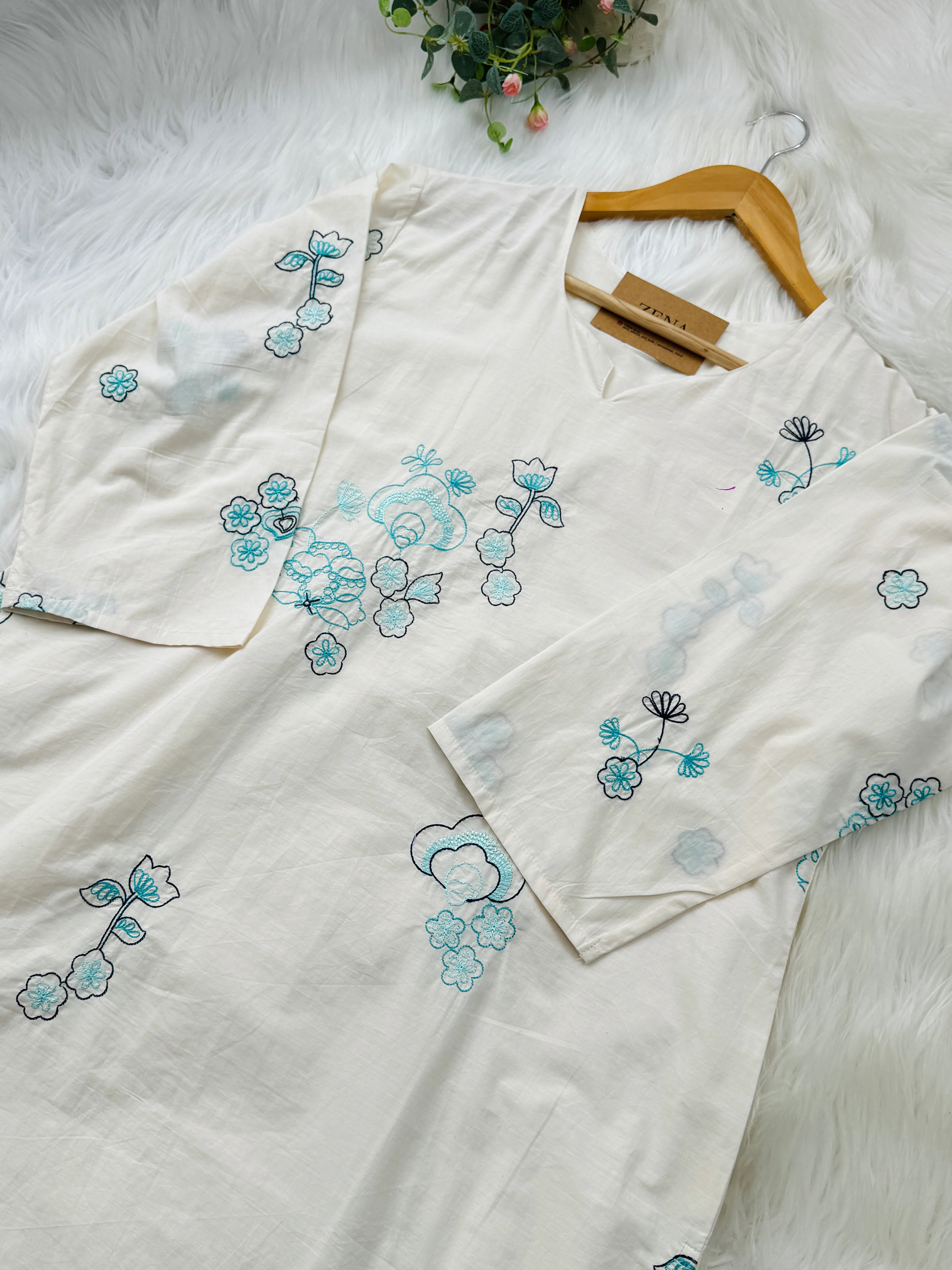 Pure Mul Cotton Embroidered Kurti Set – Elegant & Comfortable - Image 3
