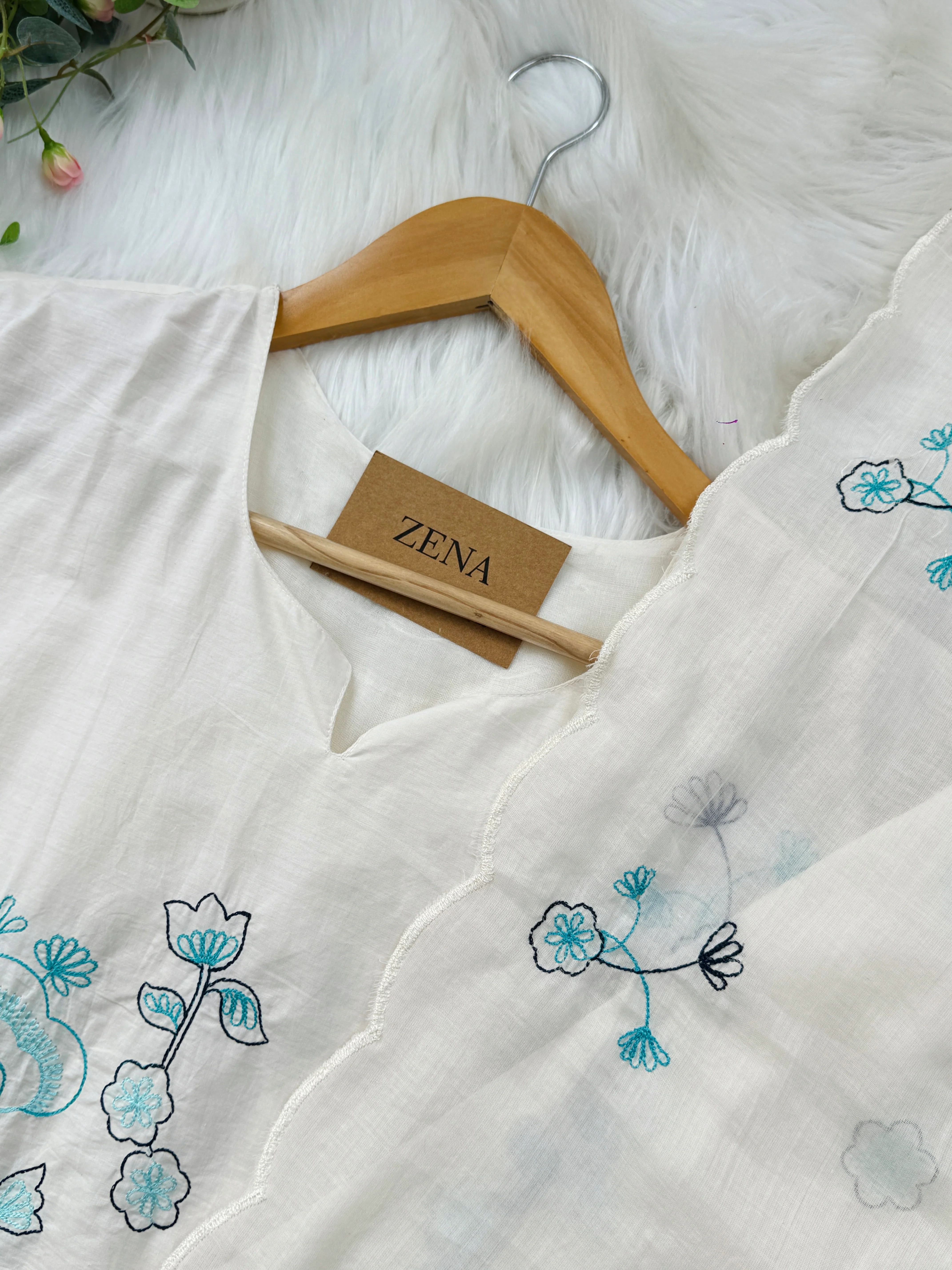 Pure Mul Cotton Embroidered Kurti Set – Elegant & Comfortable - Image 4