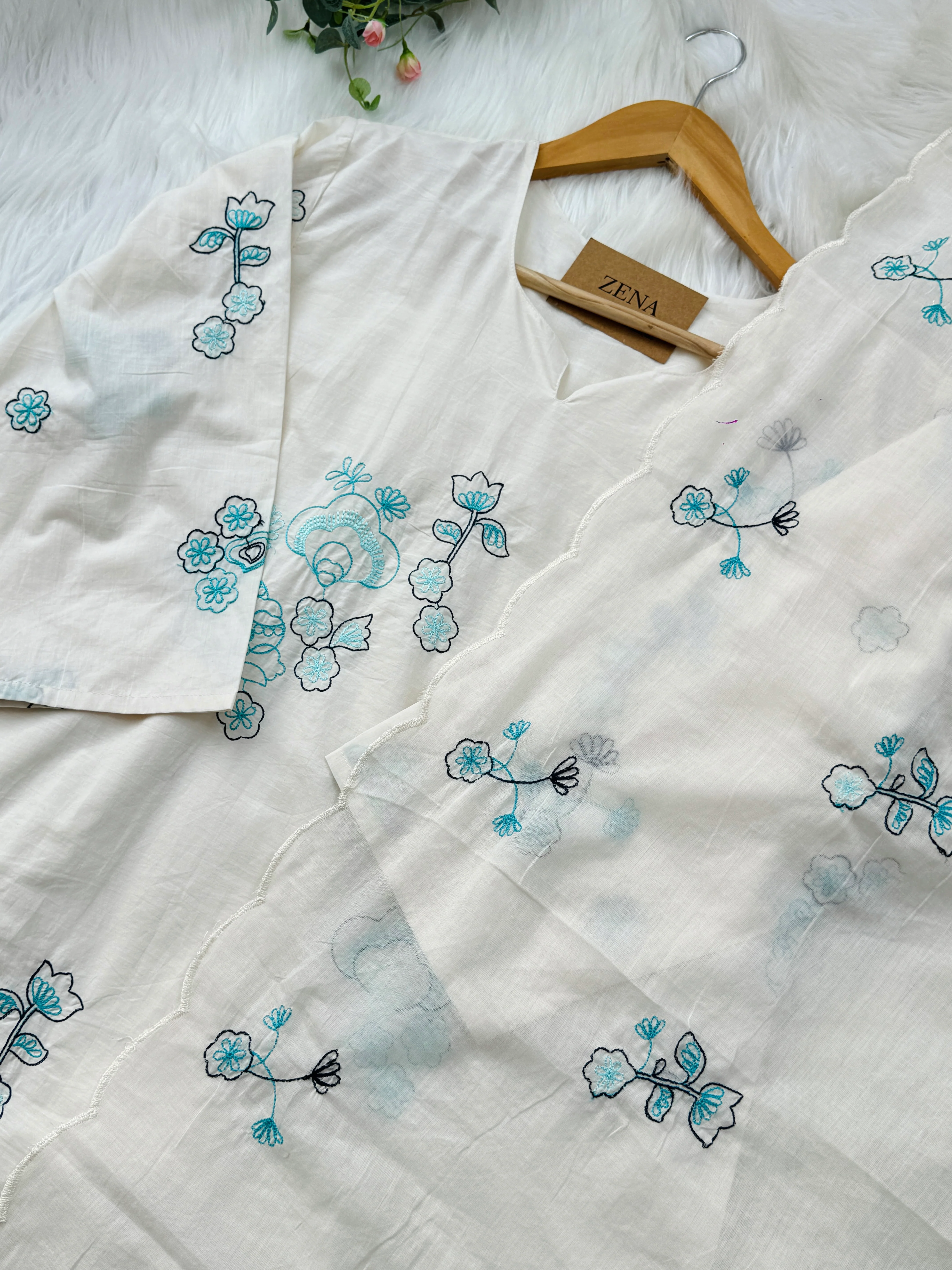 Pure Mul Cotton Embroidered Kurti Set – Elegant & Comfortable - Image 6