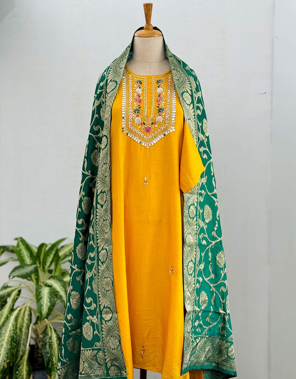 Dola Silk Handwork ready to wear Kurti Set with Banarasi Work Dupatta – A Regal Ensemble ✨ - Image 2