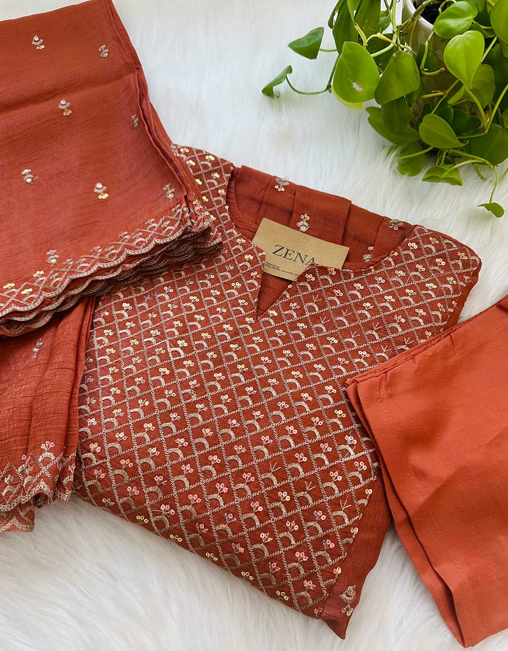 Ready to Wear Eid Arrival Shimmer Silk Kurti Set β Radiate Festive Elegance β¨ - Image 7