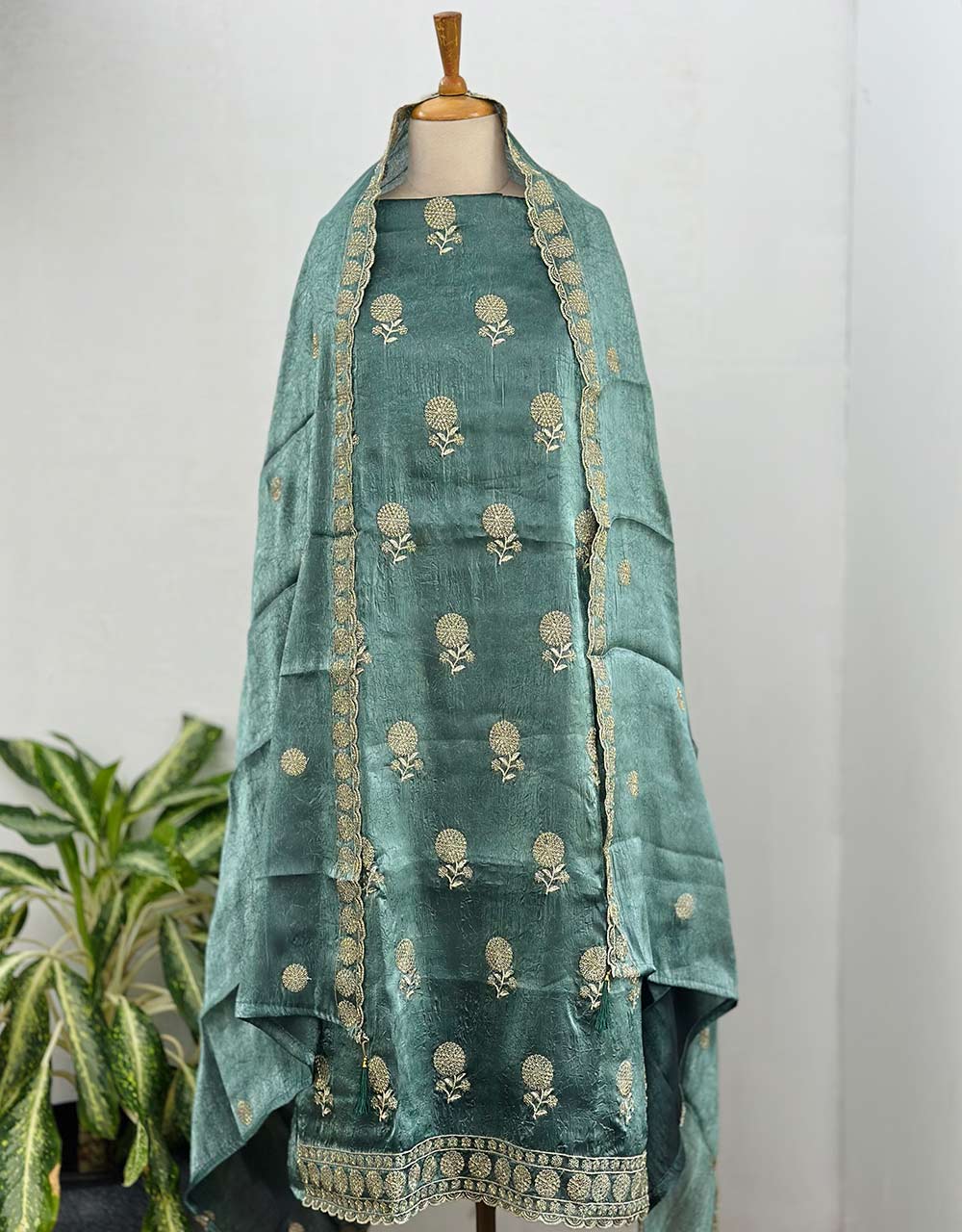 Unstitched Shimmer Silk Partywear Suit β¨ - Image 5